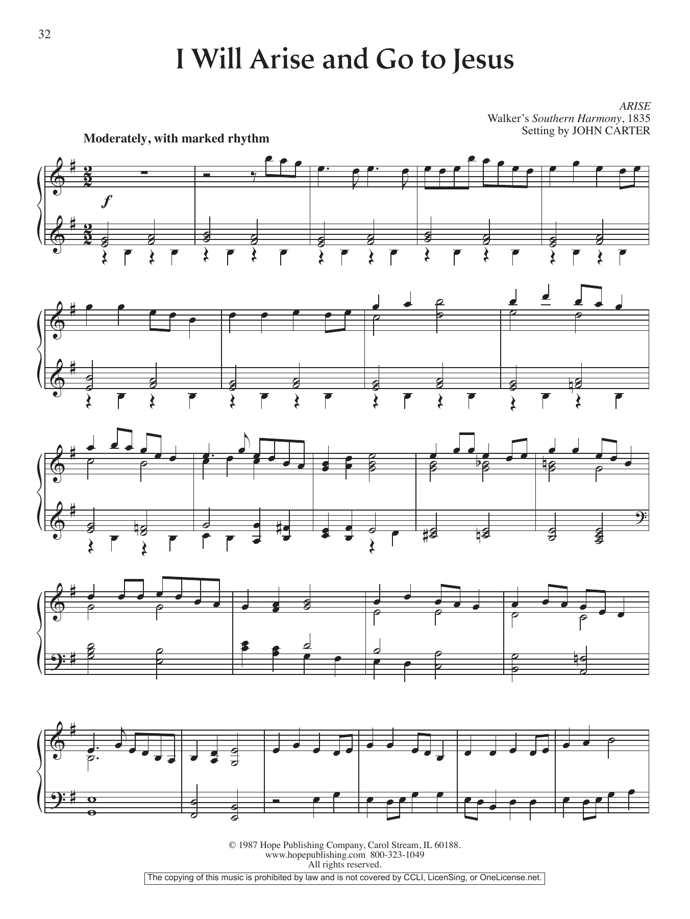 John Carter I Will Arise and Go to Jesus Sheet Music Notes & Chords for Piano Solo - Download or Print PDF