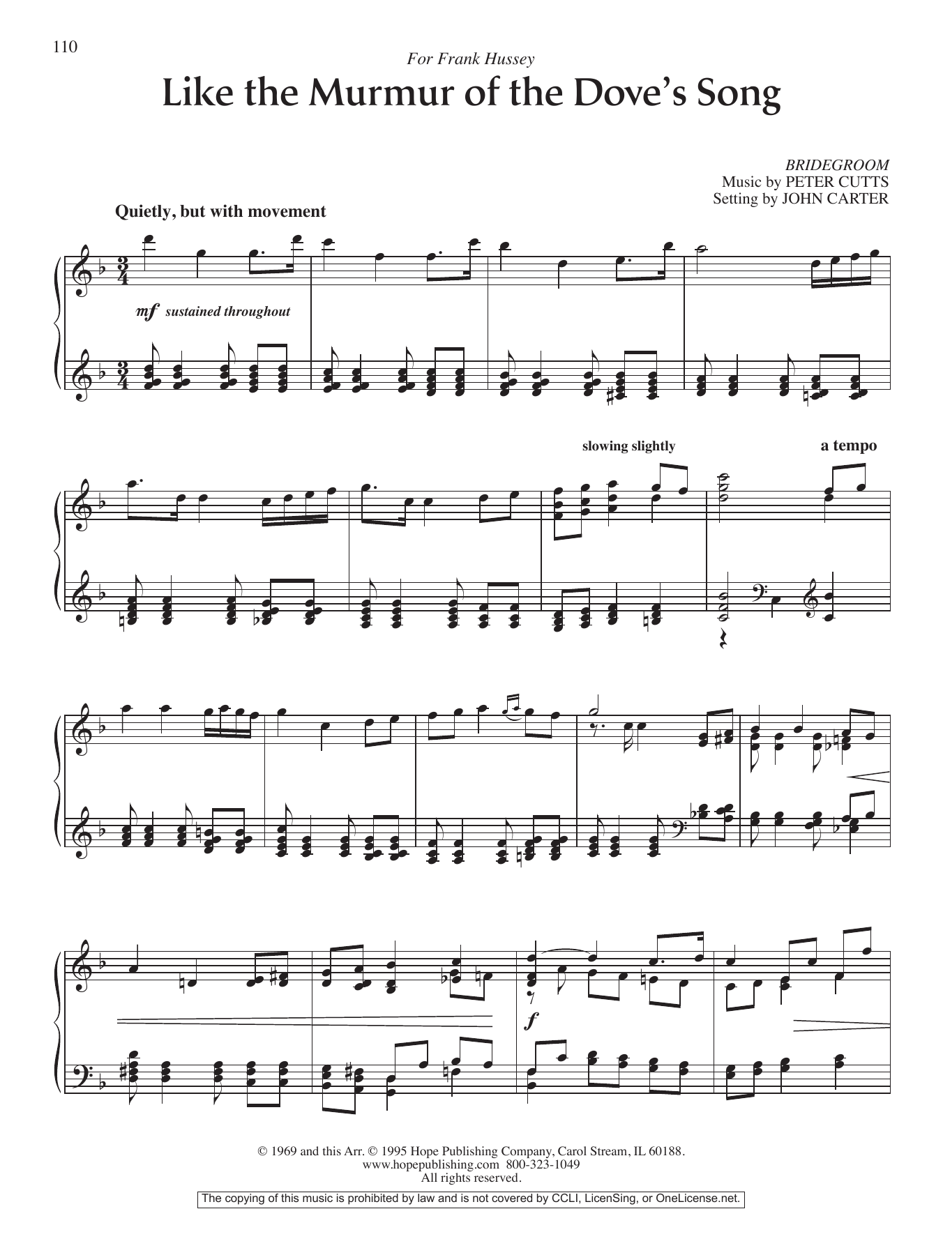 John Carter Like the Murmur of the Dove's Song Sheet Music Notes & Chords for Organ - Download or Print PDF