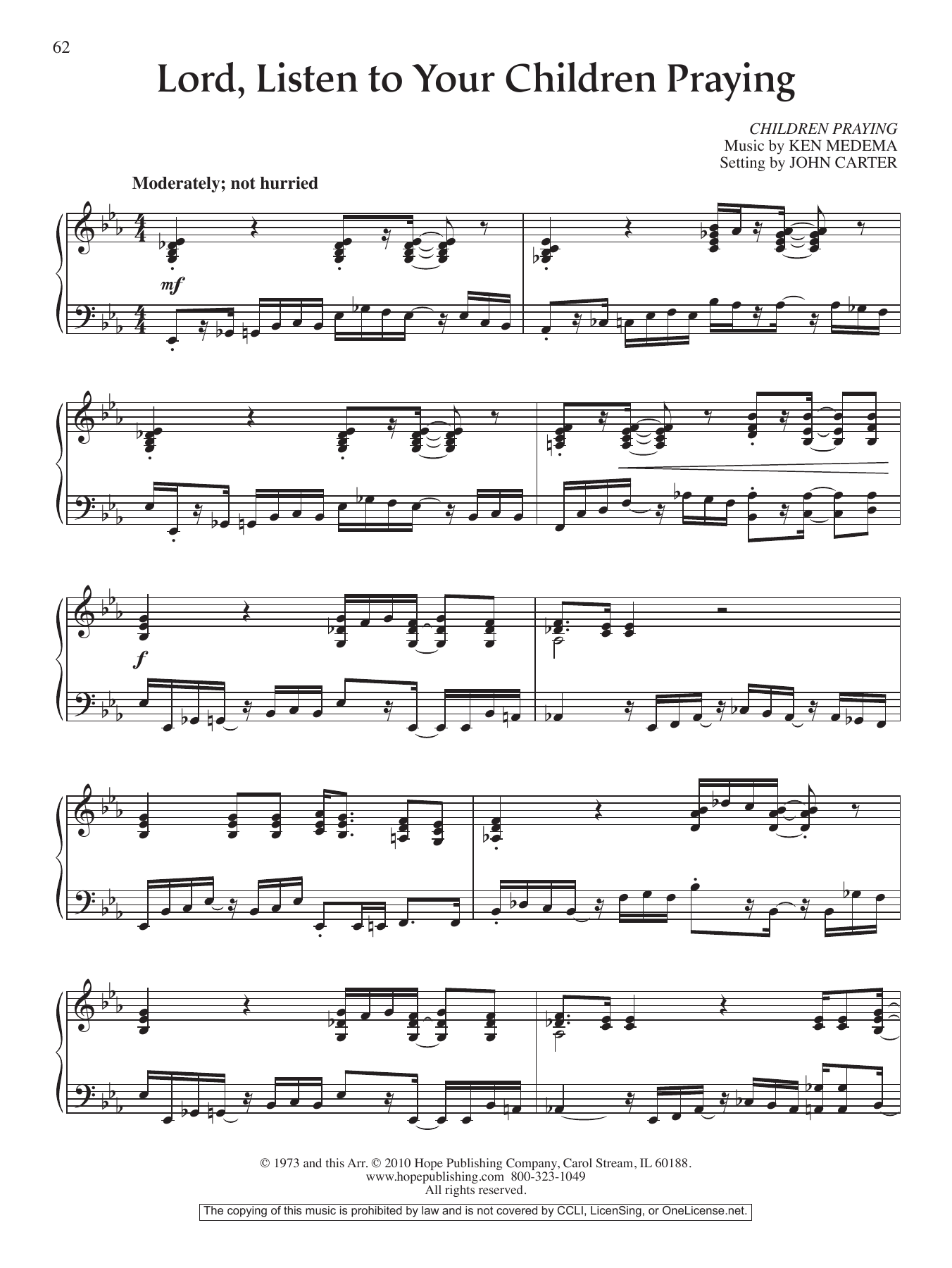 John Carter Lord, Listen to Your Children Praying Sheet Music Notes & Chords for Piano Solo - Download or Print PDF