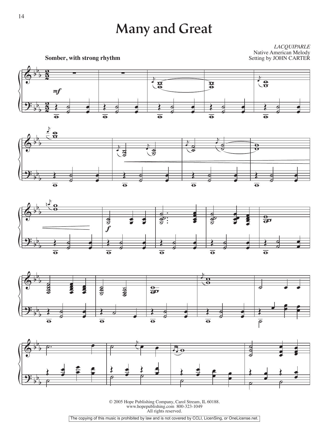 John Carter Many and Great Sheet Music Notes & Chords for Piano Solo - Download or Print PDF
