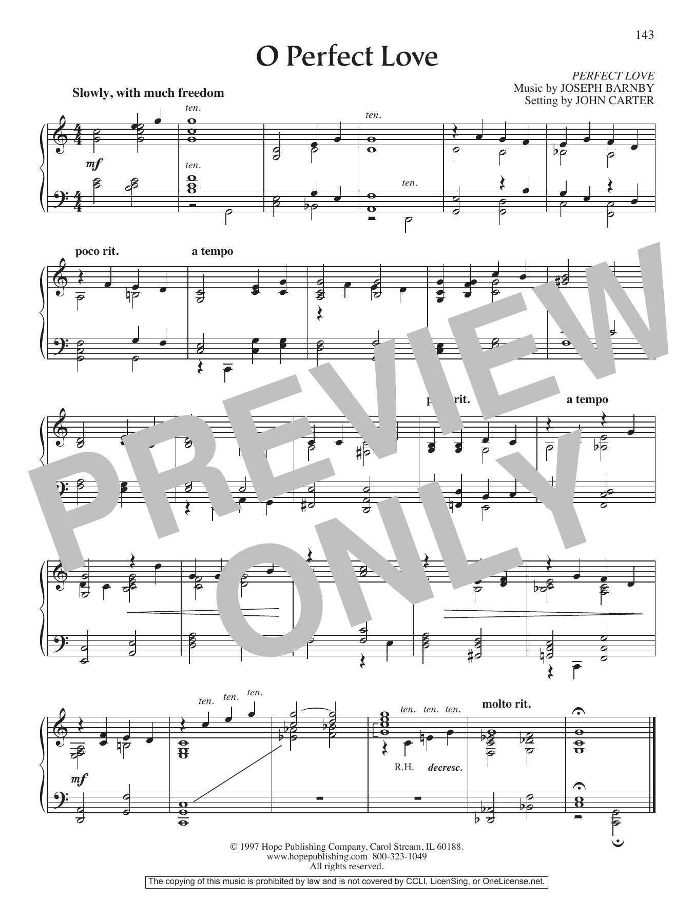 John Carter O Perfect Love Sheet Music Notes & Chords for Piano Solo - Download or Print PDF
