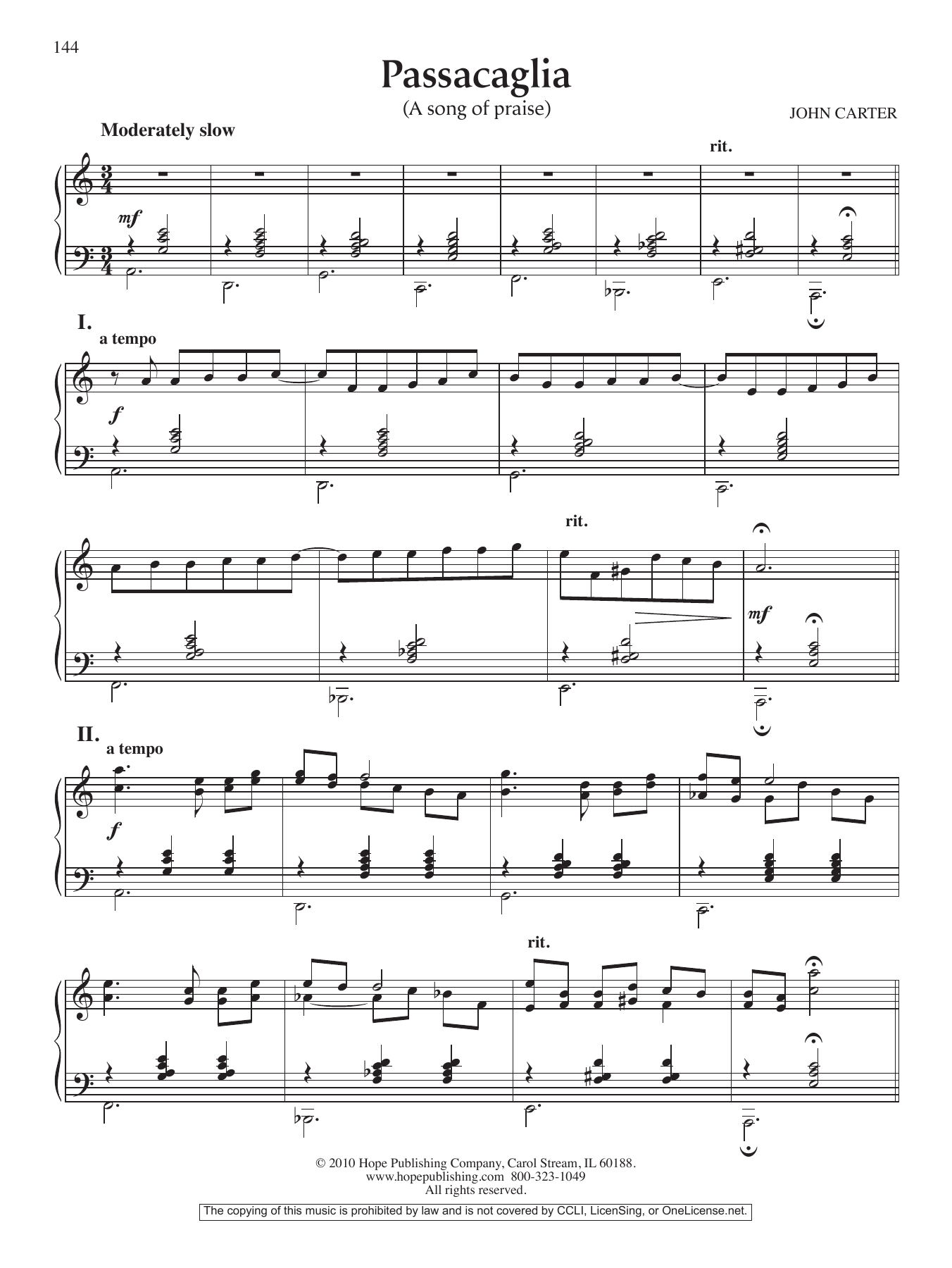 John Carter Passacaglia (A song of praise) Sheet Music Notes & Chords for Piano Solo - Download or Print PDF