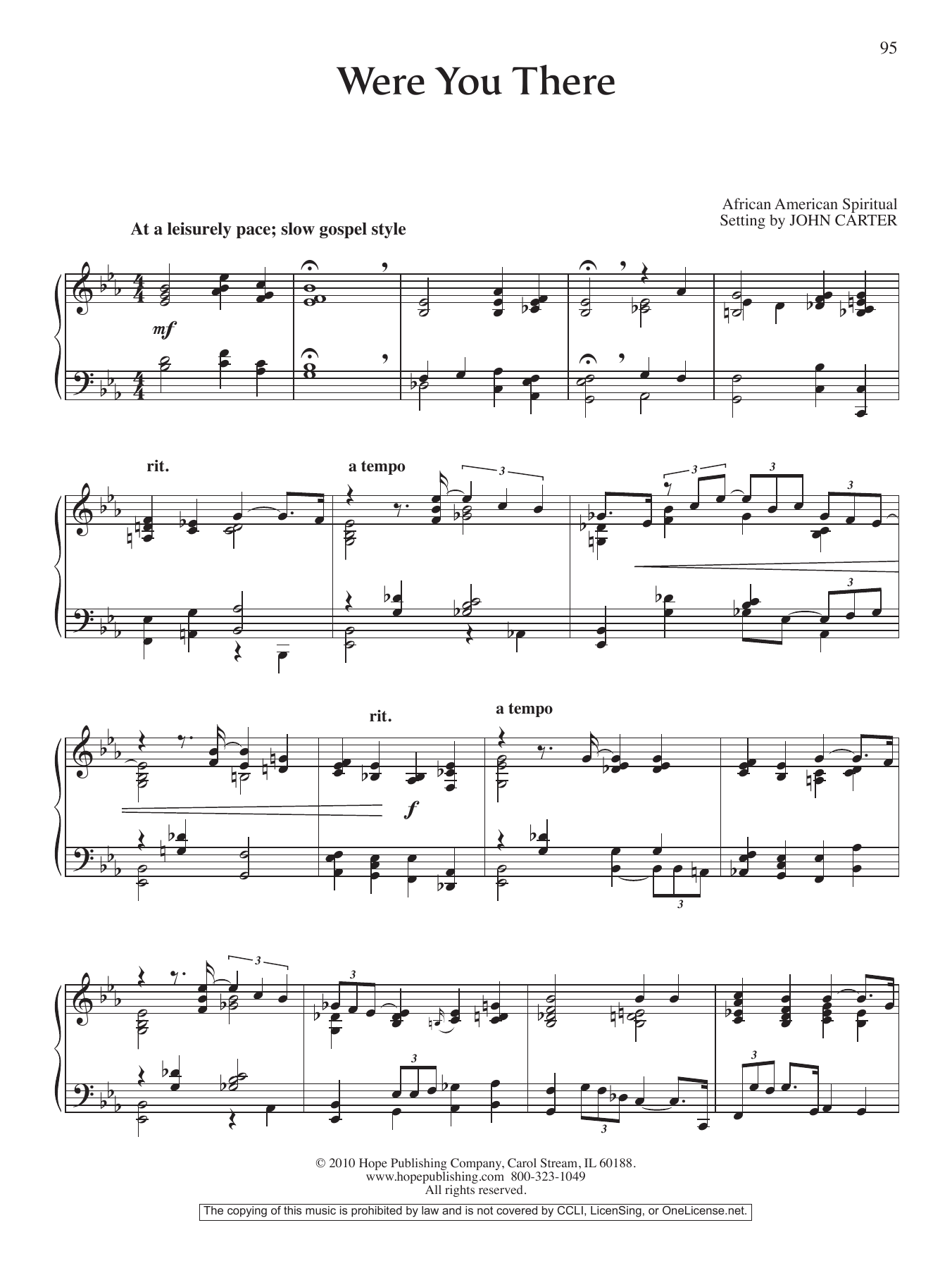 John Carter Were You There Sheet Music Notes & Chords for Piano Solo - Download or Print PDF