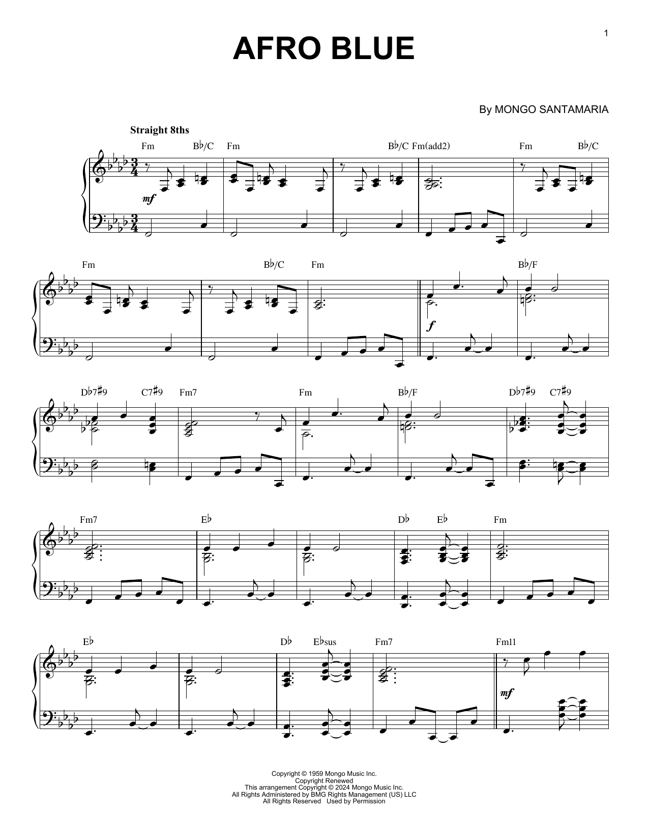 John Coltrane Afro Blue (arr. Brent Edstrom) Sheet Music Notes & Chords for Piano Solo - Download or Print PDF