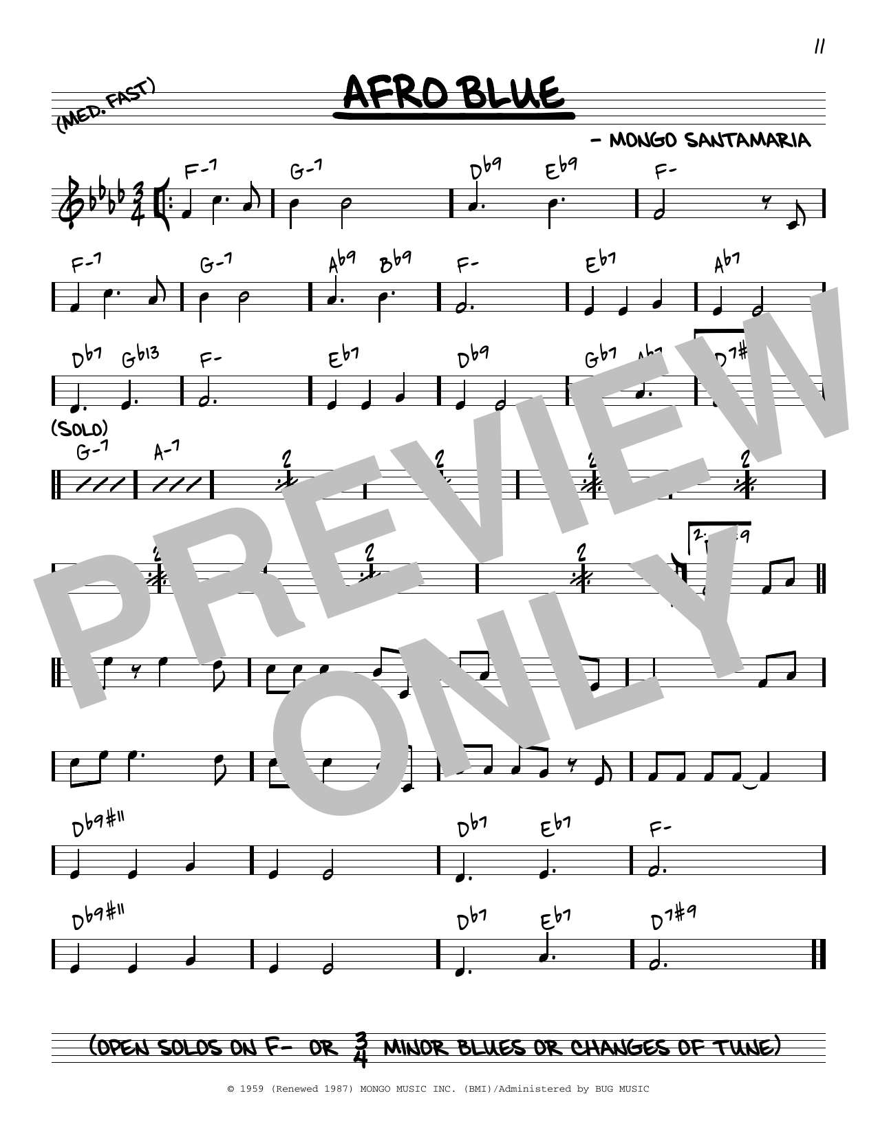 John Coltrane Afro Blue [Reharmonized version] (arr. Jack Grassel) Sheet Music Notes & Chords for Real Book – Melody & Chords - Download or Print PDF
