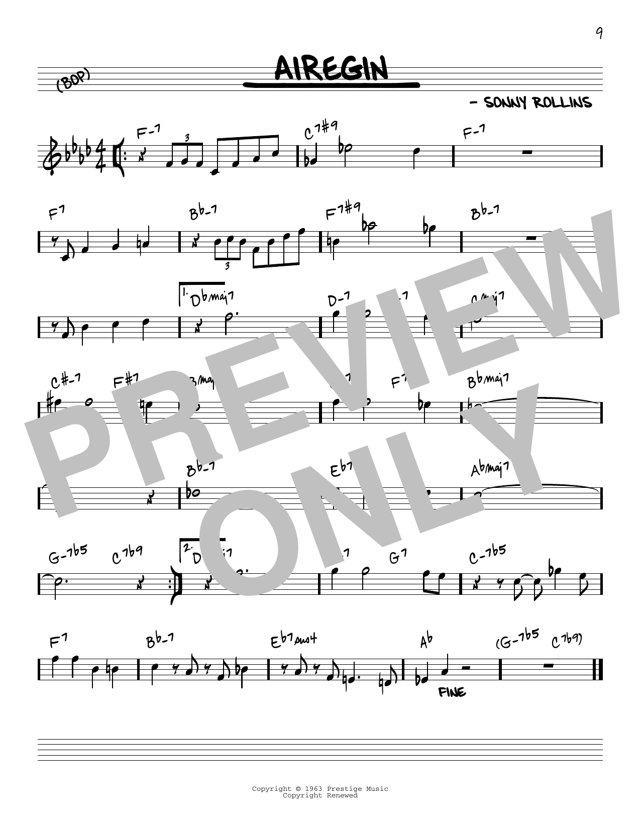 John Coltrane Airegin Sheet Music Notes & Chords for Real Book - Melody & Chords - C Instruments - Download or Print PDF