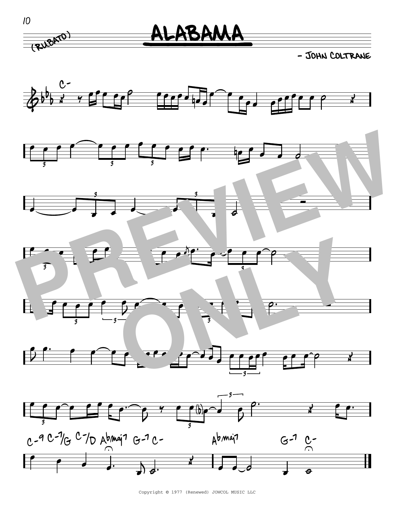 John Coltrane Alabama Sheet Music Notes & Chords for Real Book – Melody & Chords - Download or Print PDF