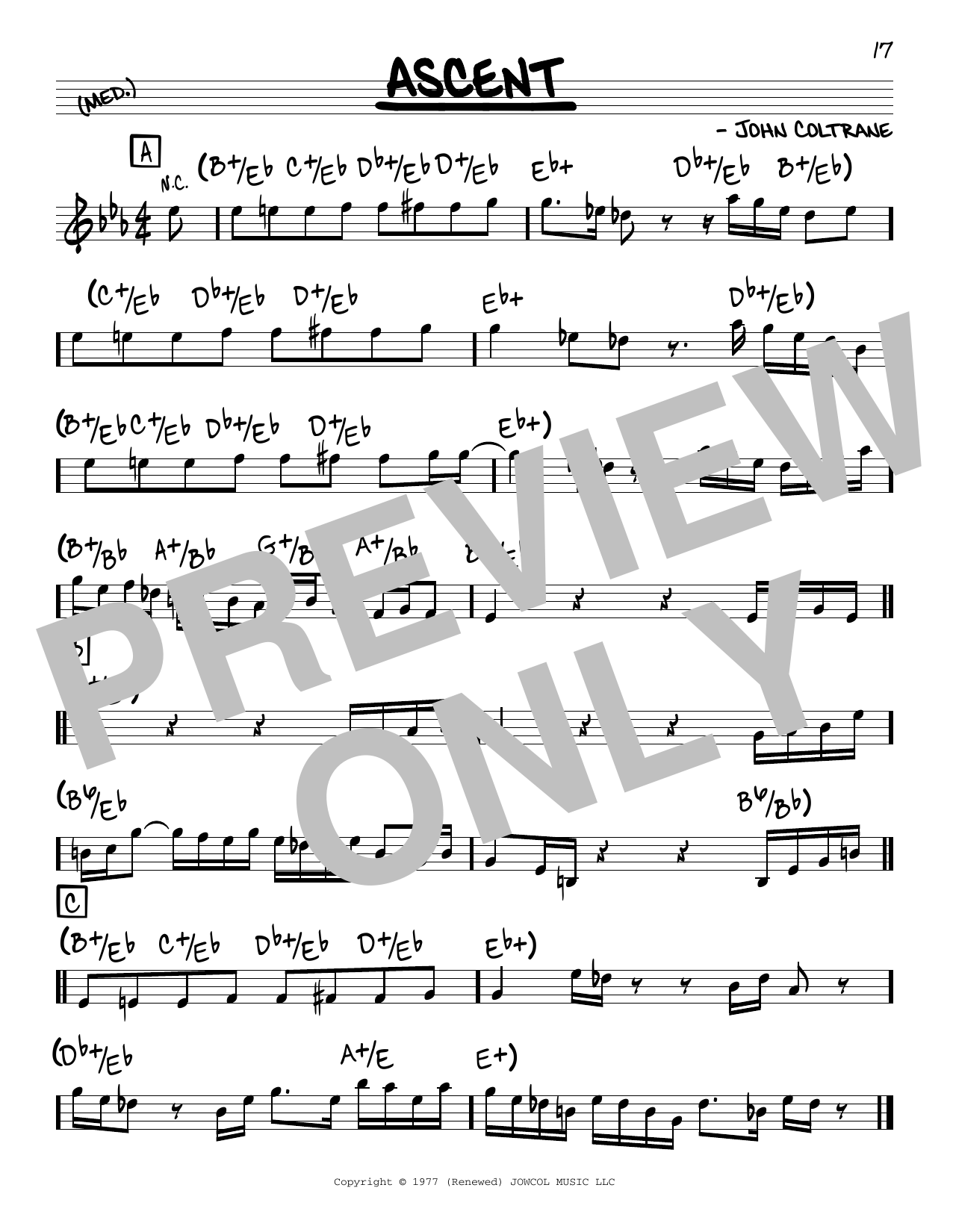John Coltrane Ascent Sheet Music Notes & Chords for Real Book – Melody & Chords - Download or Print PDF