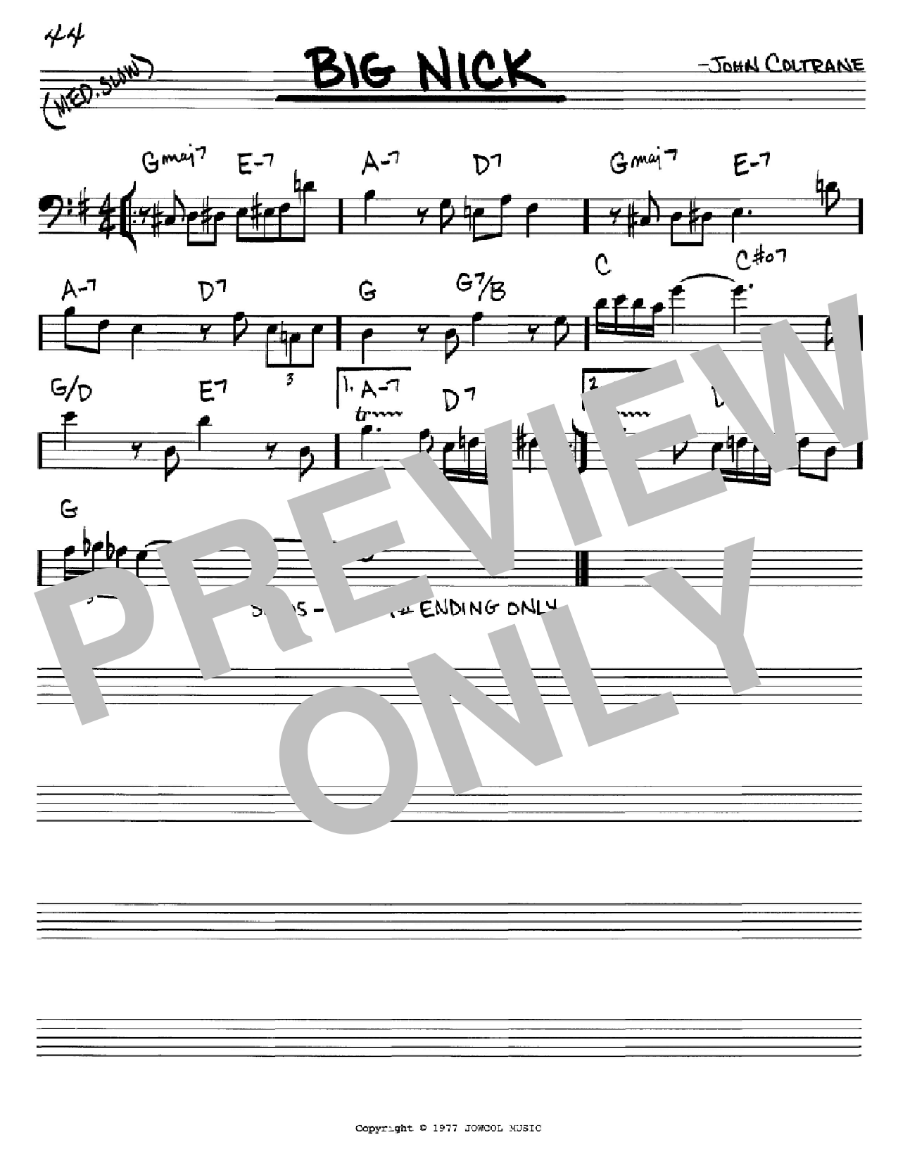 John Coltrane Big Nick Sheet Music Notes & Chords for Real Book – Melody & Chords - Download or Print PDF