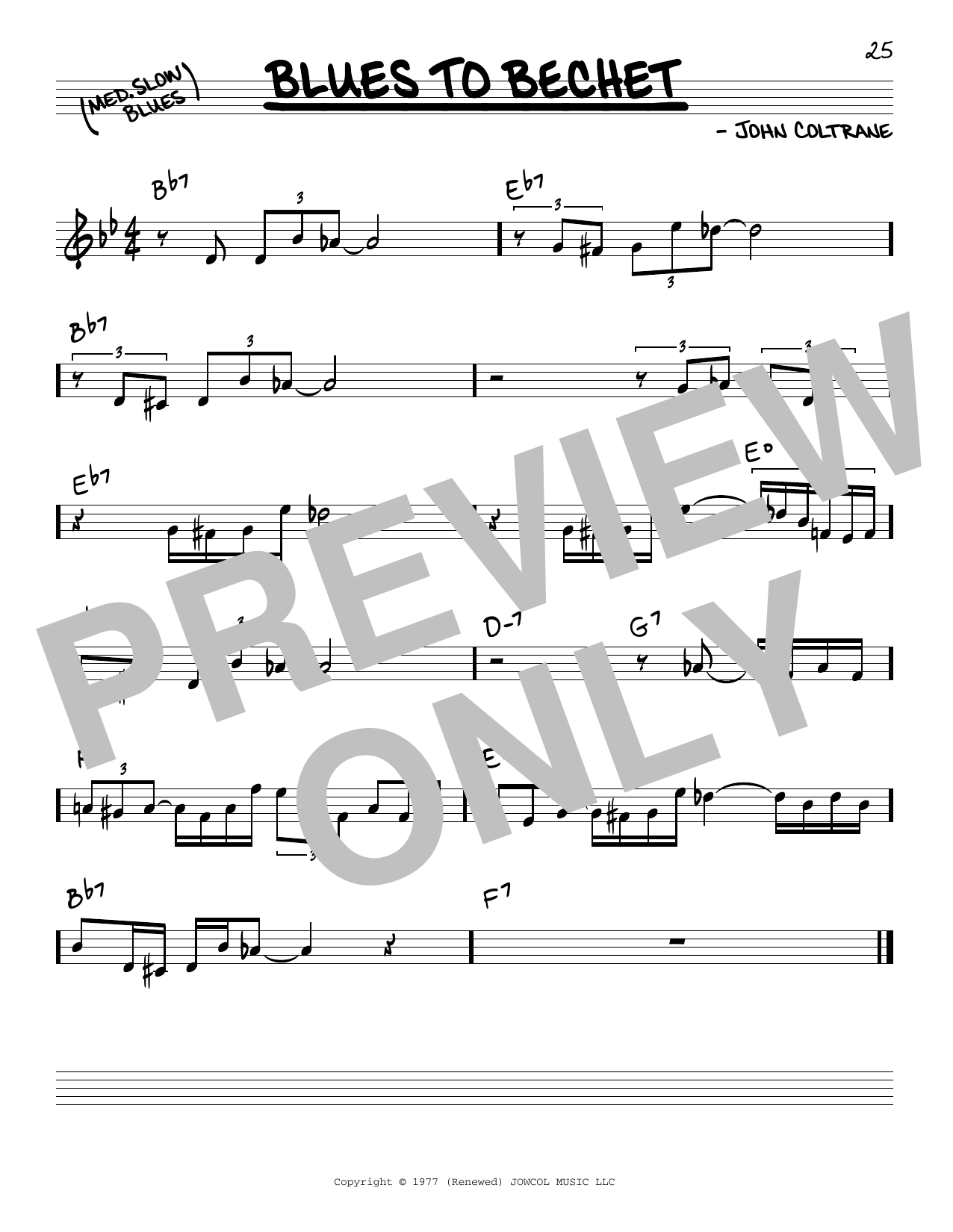 John Coltrane Blues To Bechet Sheet Music Notes & Chords for Real Book – Melody & Chords - Download or Print PDF