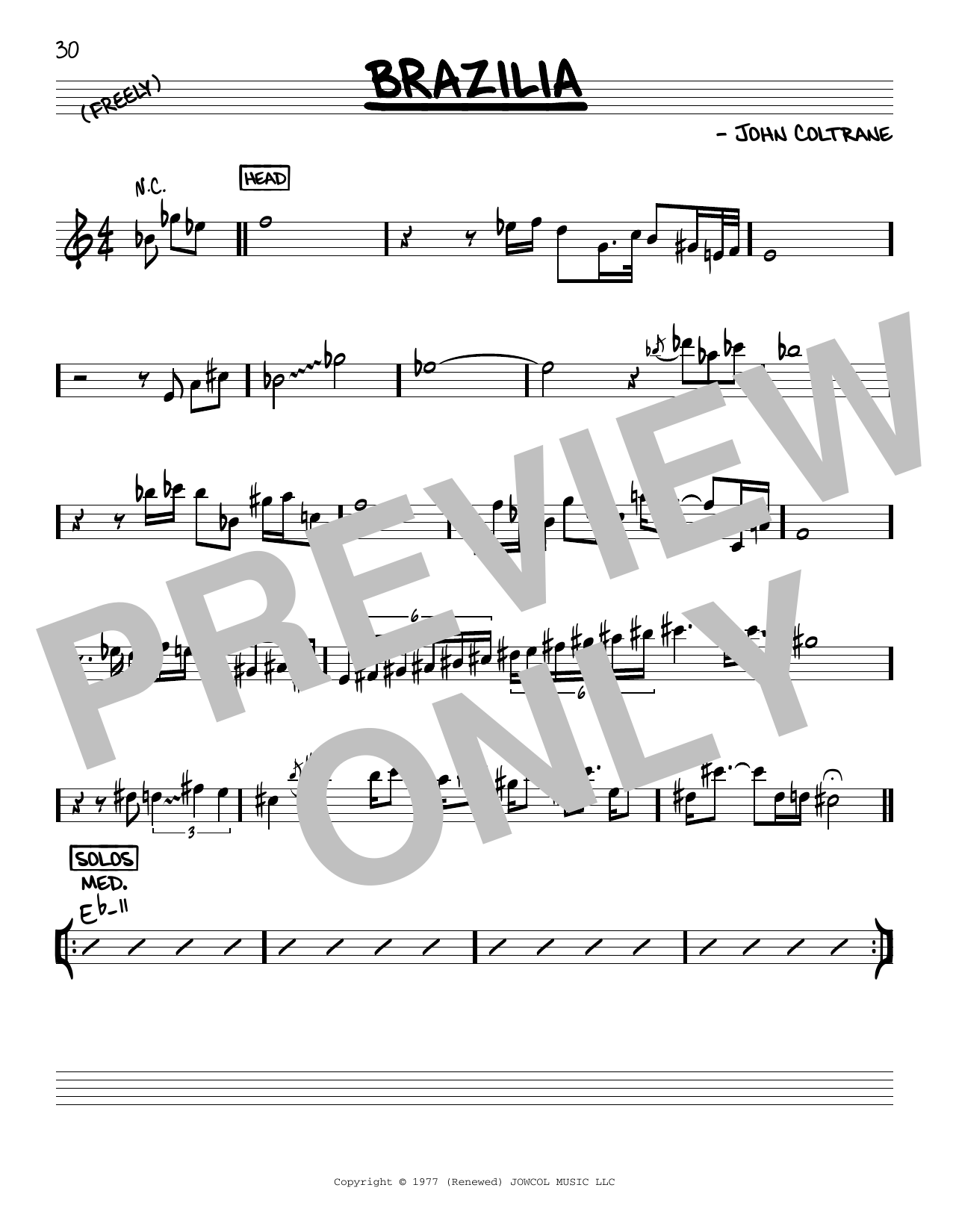 John Coltrane Brazilia Sheet Music Notes & Chords for Real Book – Melody & Chords - Download or Print PDF