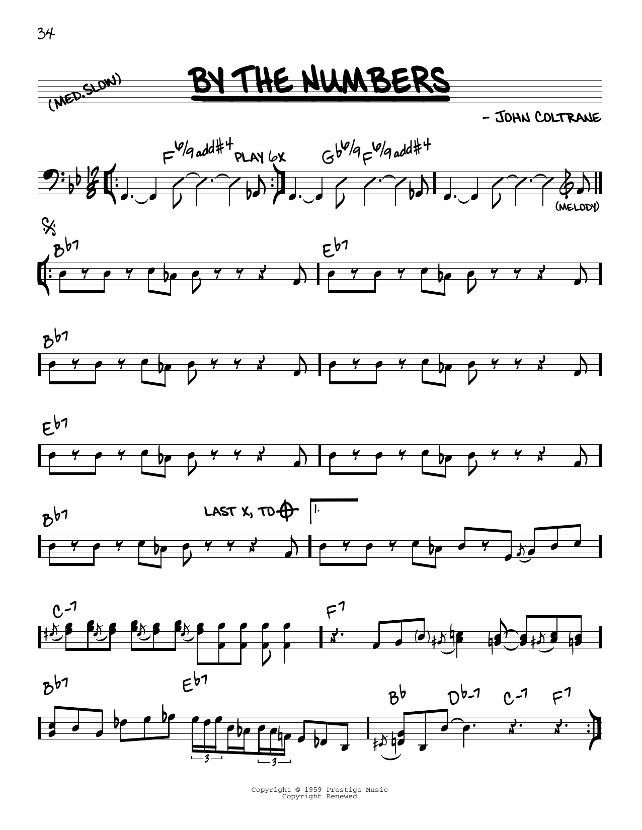 John Coltrane By The Numbers Sheet Music Notes & Chords for Real Book – Melody & Chords - Download or Print PDF