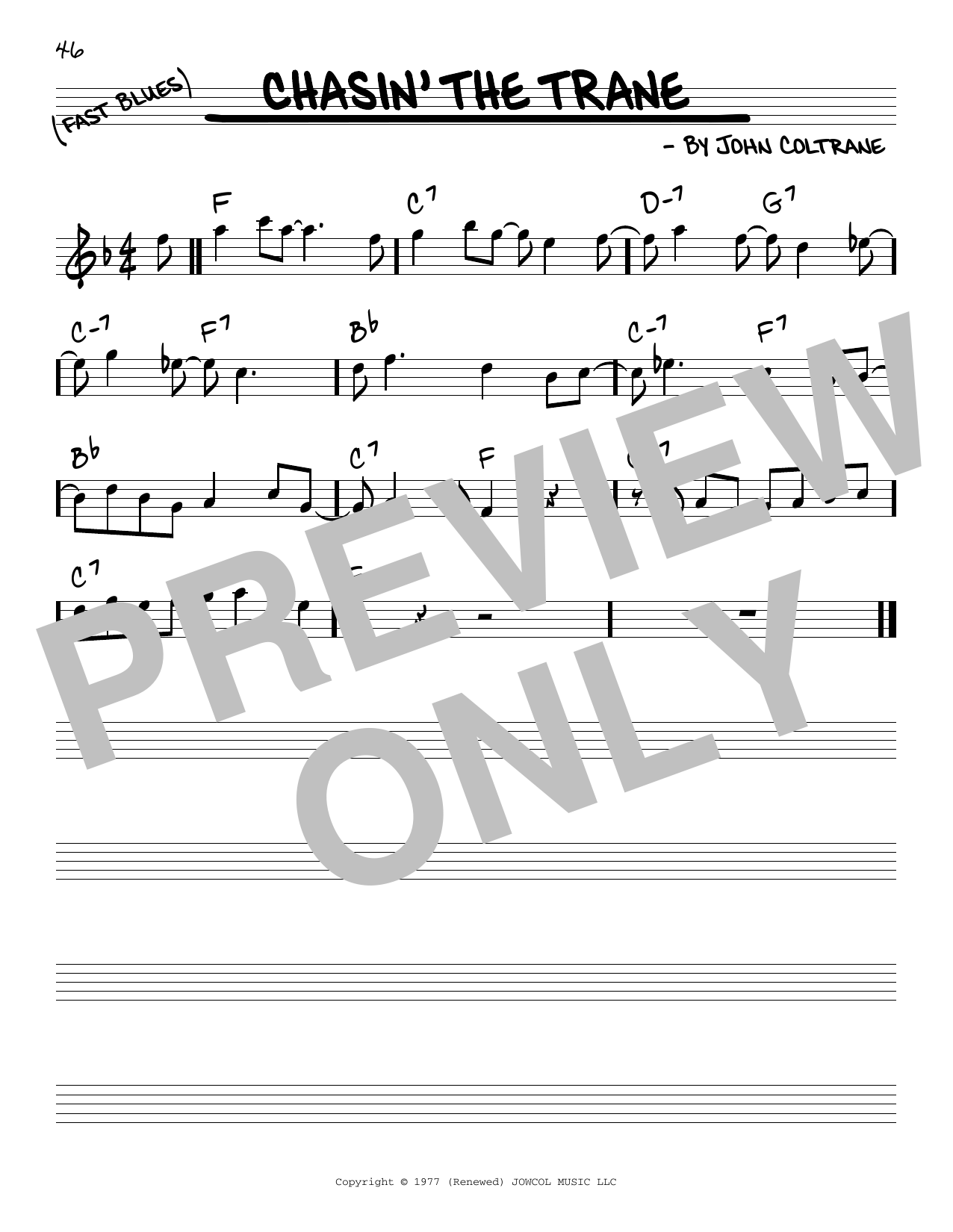 John Coltrane Chasin' The Trane Sheet Music Notes & Chords for Real Book – Melody & Chords - Download or Print PDF