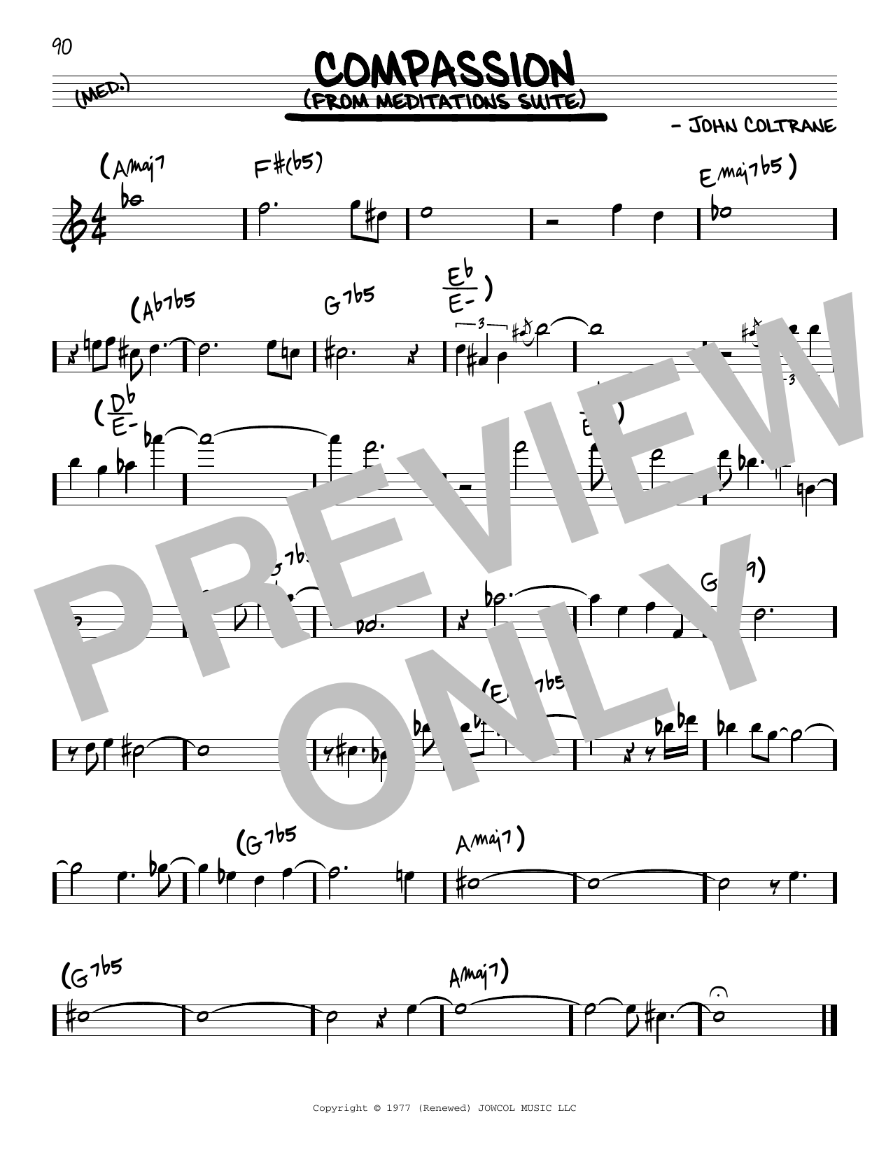 John Coltrane Compassion Sheet Music Notes & Chords for Real Book – Melody & Chords - Download or Print PDF