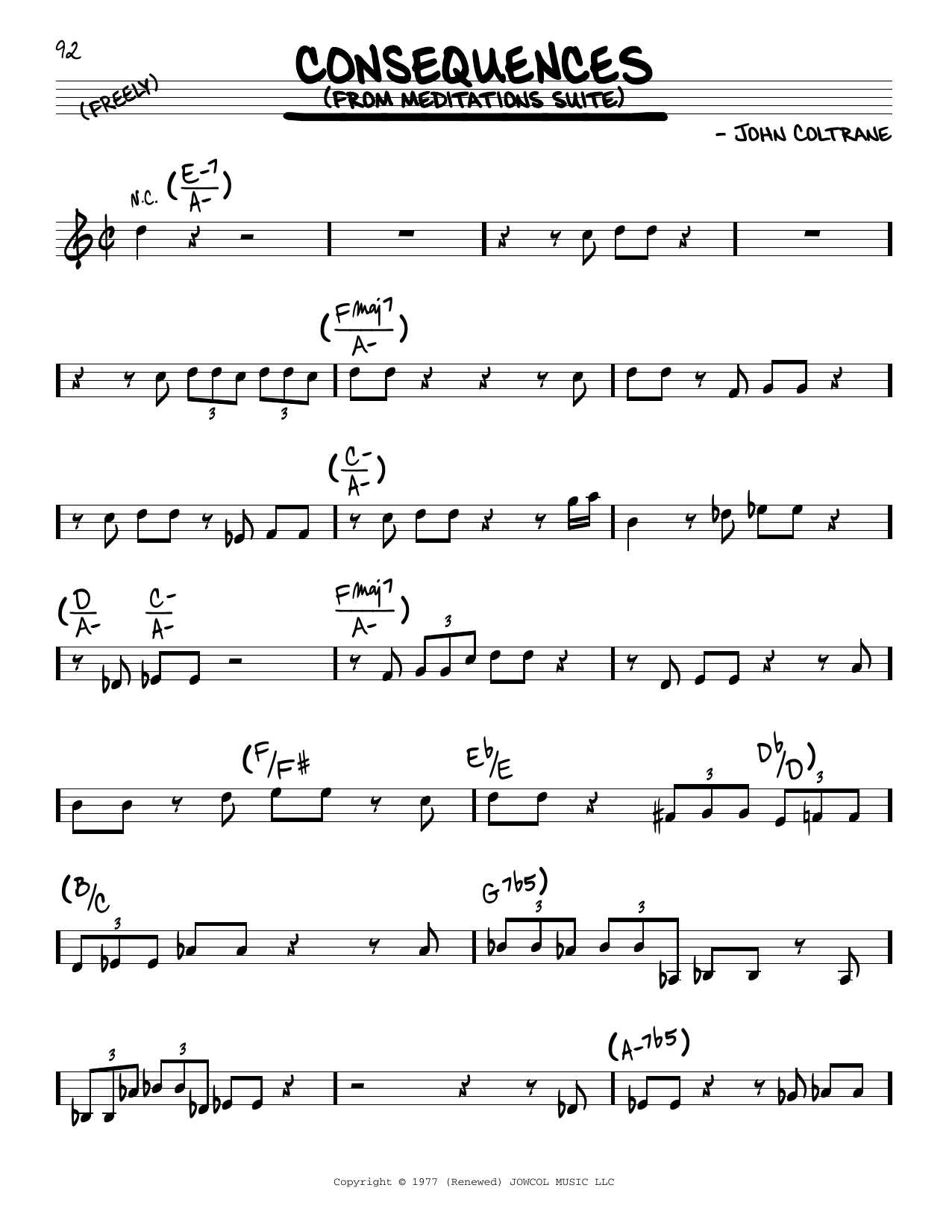 John Coltrane Consequences Sheet Music Notes & Chords for Real Book – Melody & Chords - Download or Print PDF