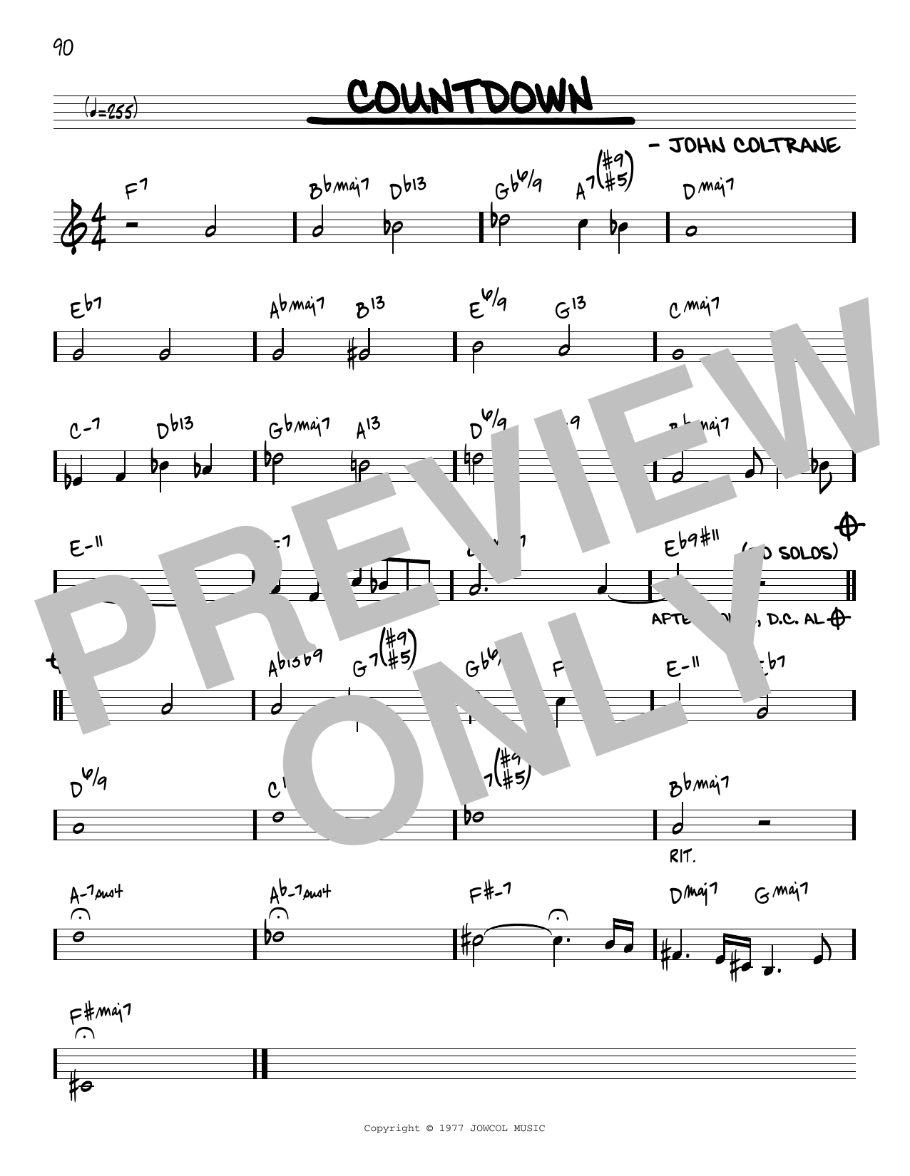 John Coltrane Countdown [Reharmonized version] (arr. Jack Grassel) Sheet Music Notes & Chords for Real Book – Melody & Chords - Download or Print PDF