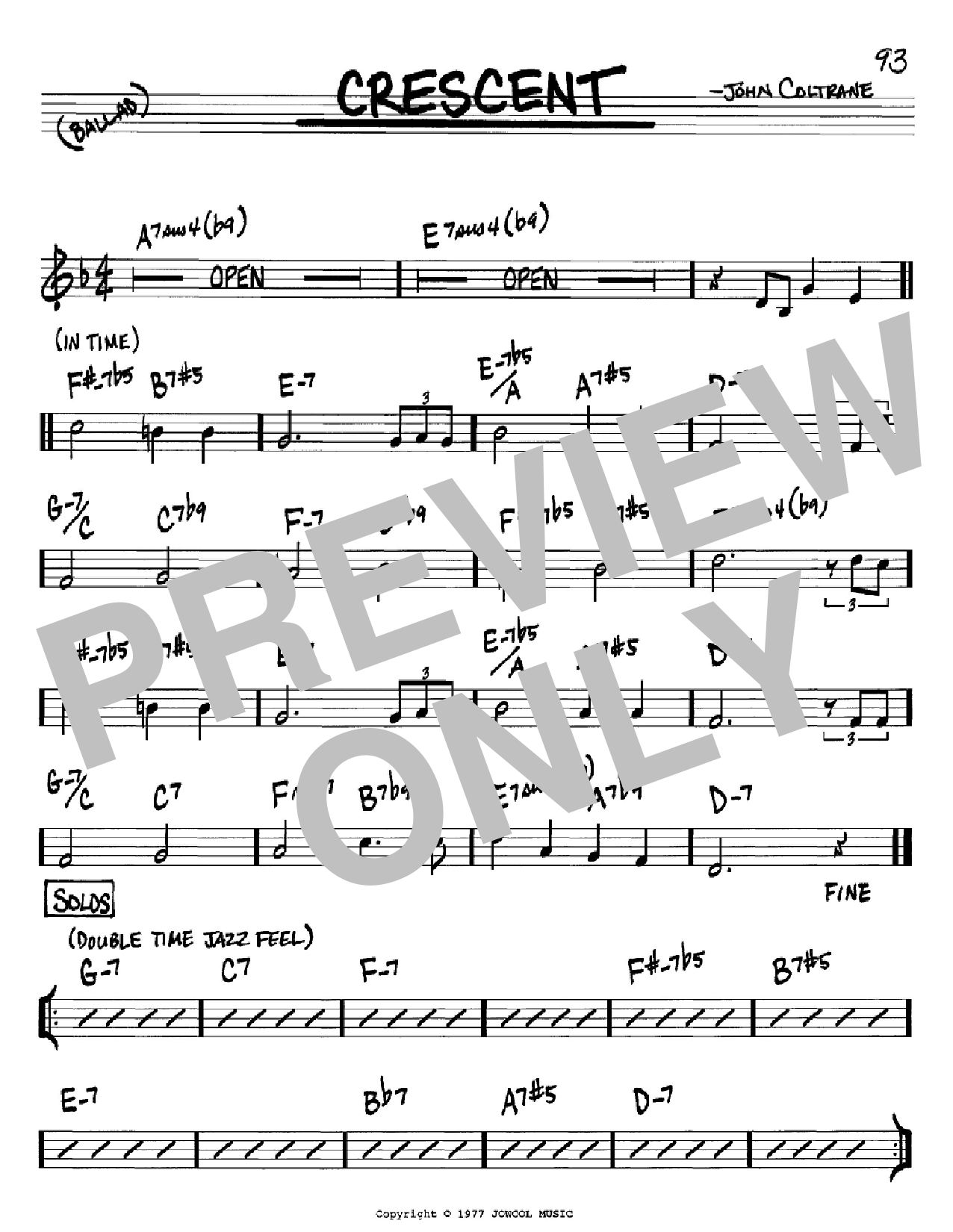 John Coltrane Crescent Sheet Music Notes & Chords for Real Book – Melody & Chords - Download or Print PDF