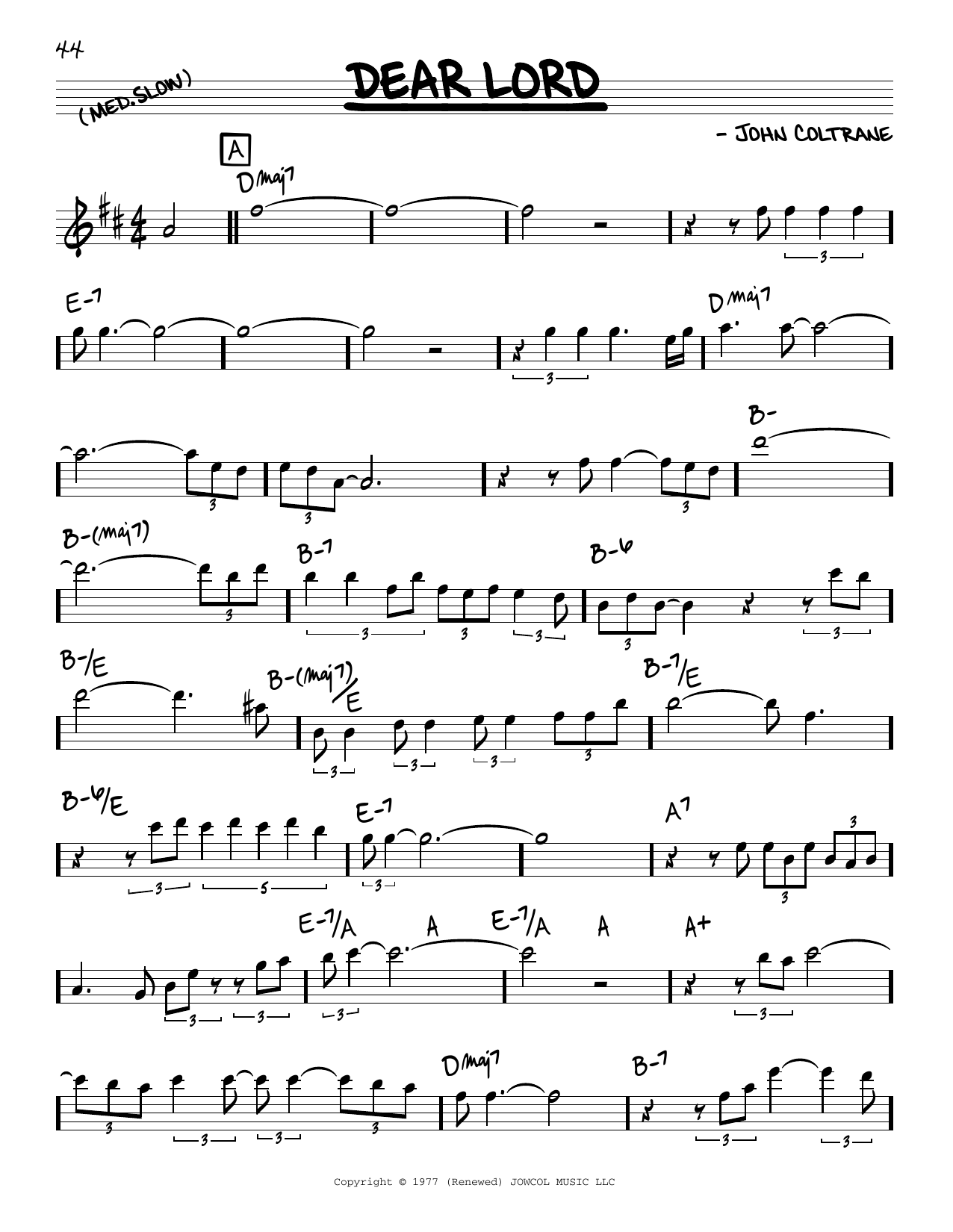 John Coltrane Dear Lord Sheet Music Notes & Chords for Real Book – Melody & Chords - Download or Print PDF