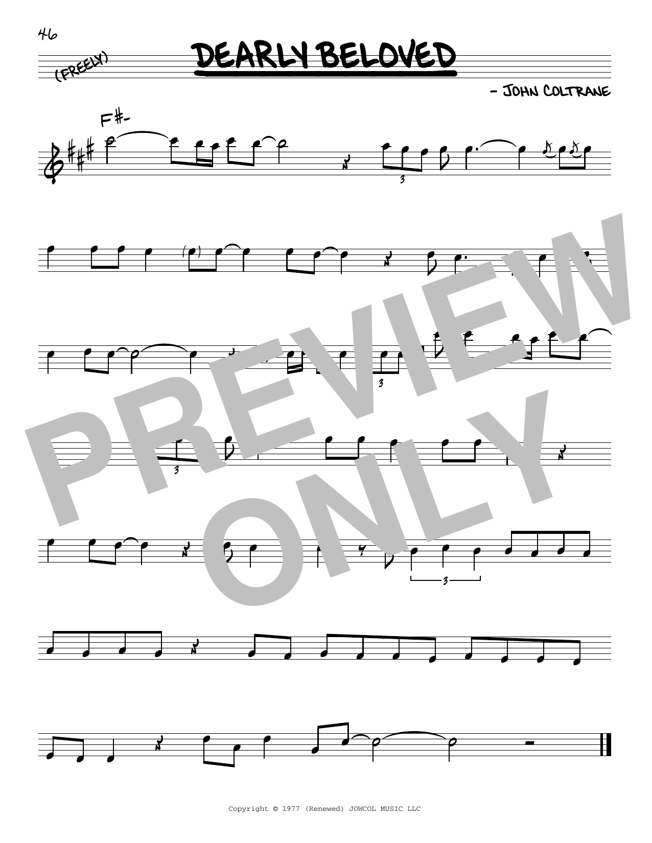 John Coltrane Dearly Beloved Sheet Music Notes & Chords for Real Book – Melody & Chords - Download or Print PDF