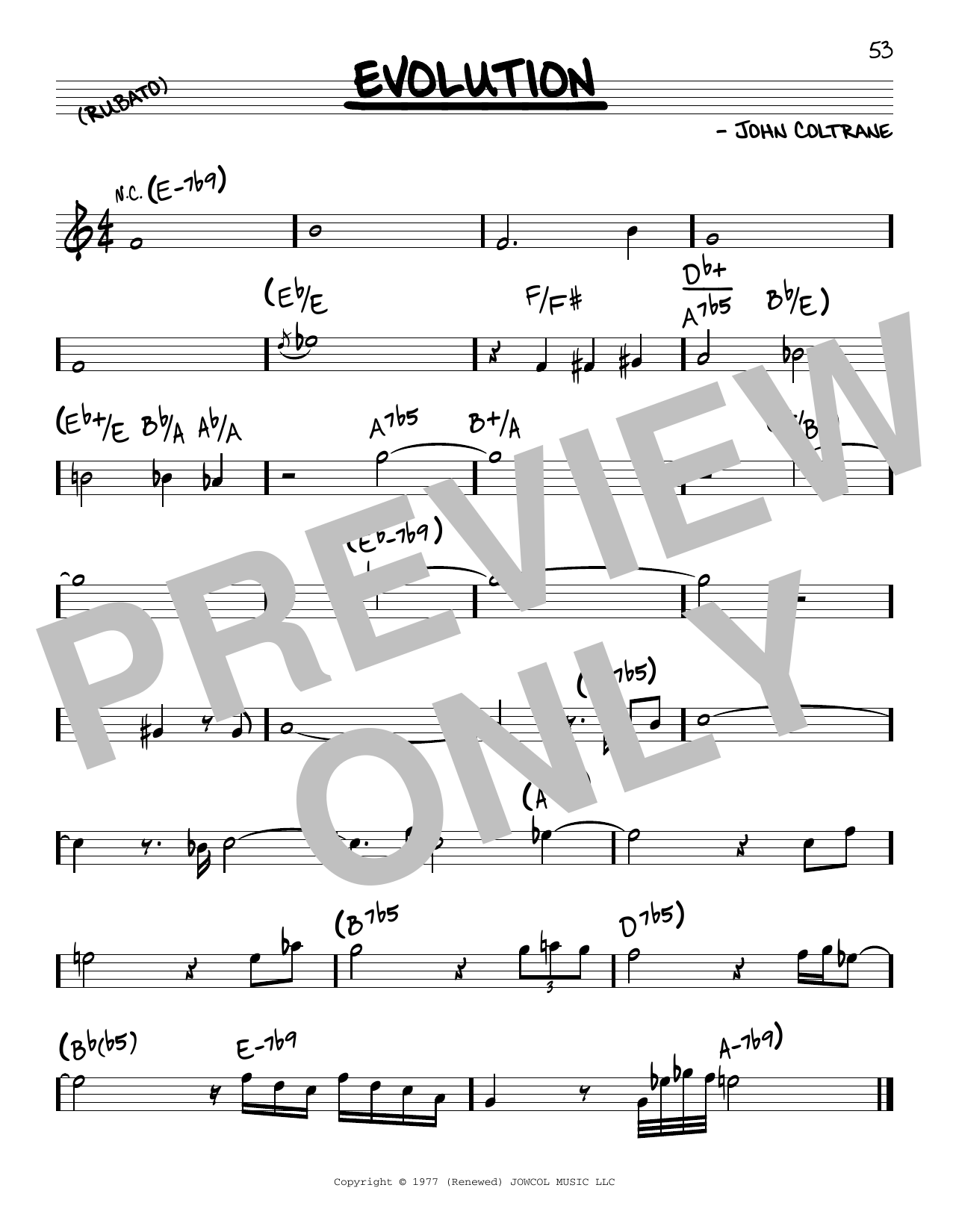 John Coltrane Evolution Sheet Music Notes & Chords for Real Book – Melody & Chords - Download or Print PDF