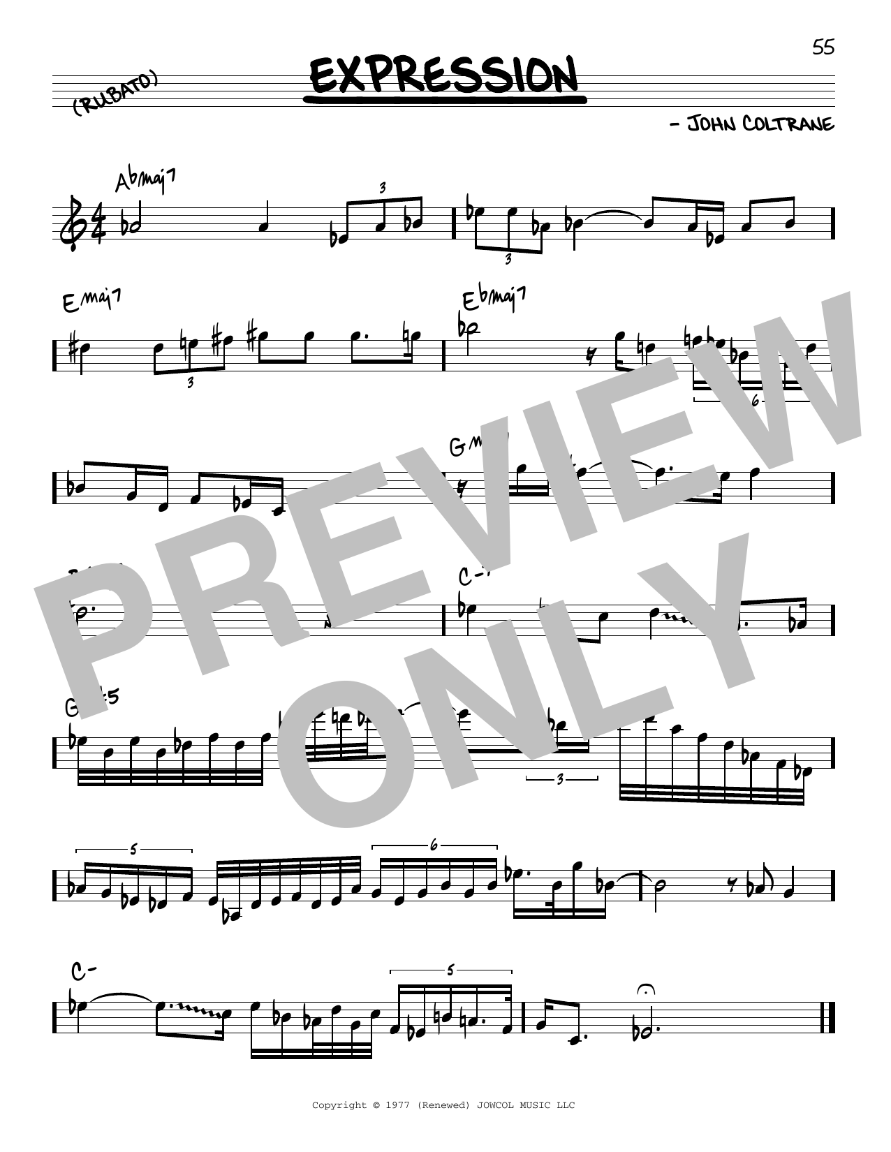 John Coltrane Expression Sheet Music Notes & Chords for Real Book – Melody & Chords - Download or Print PDF