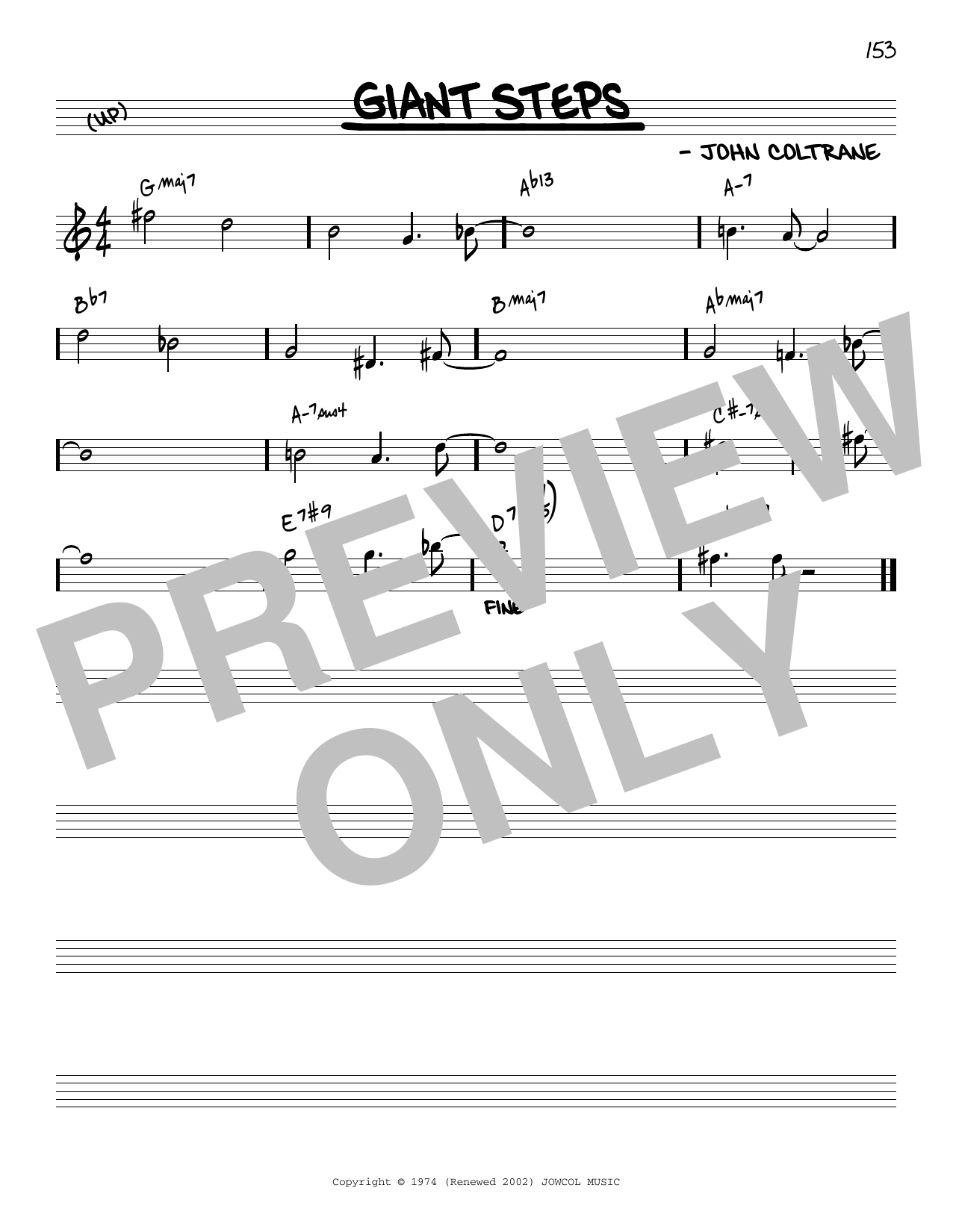 John Coltrane Giant Steps [Reharmonized version] (arr. Jack Grassel) Sheet Music Notes & Chords for Real Book – Melody & Chords - Download or Print PDF