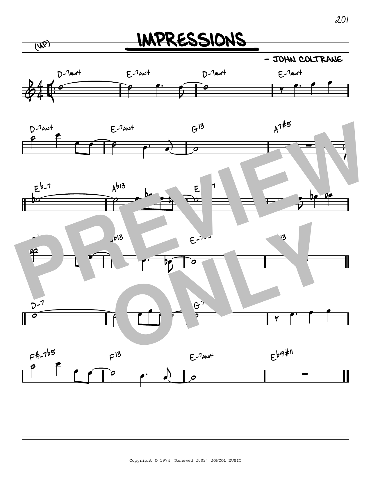 John Coltrane Impressions [Reharmonized version] (arr. Jack Grassel) Sheet Music Notes & Chords for Real Book – Melody & Chords - Download or Print PDF