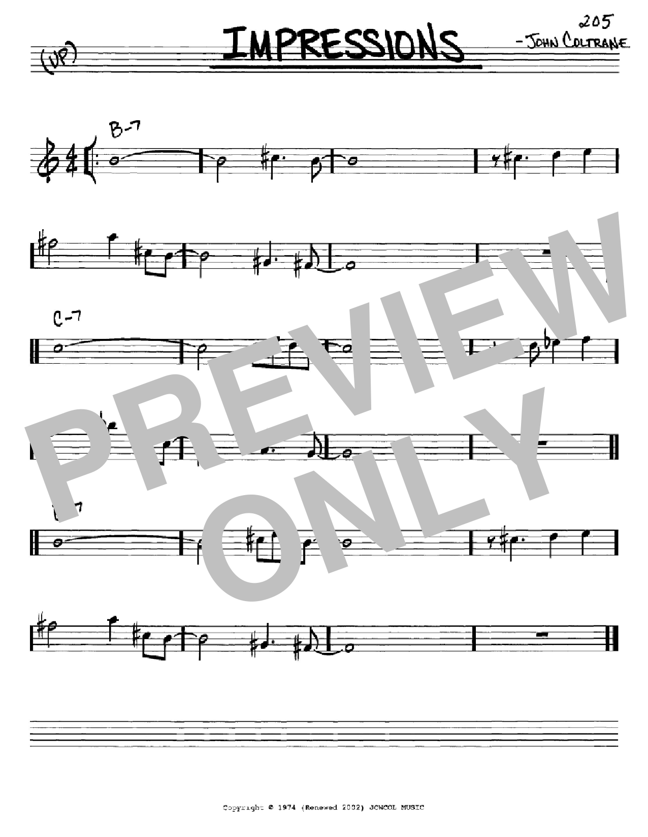 John Coltrane Impressions Sheet Music Notes & Chords for Real Book – Melody & Chords - Download or Print PDF