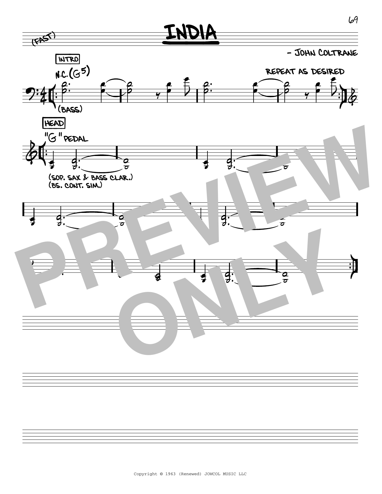 John Coltrane India Sheet Music Notes & Chords for Real Book – Melody & Chords - Download or Print PDF
