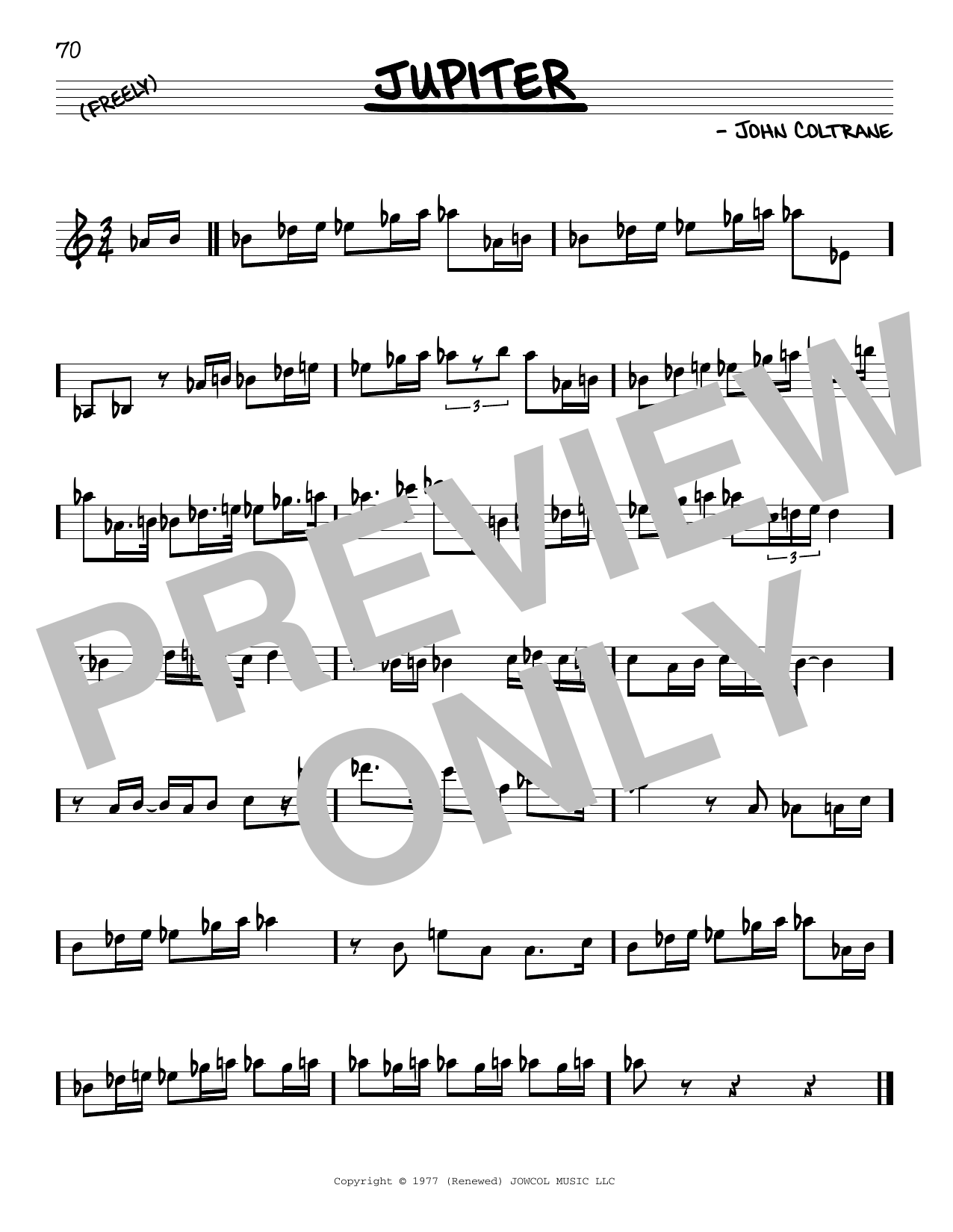 John Coltrane Jupiter Sheet Music Notes & Chords for Real Book – Melody & Chords - Download or Print PDF