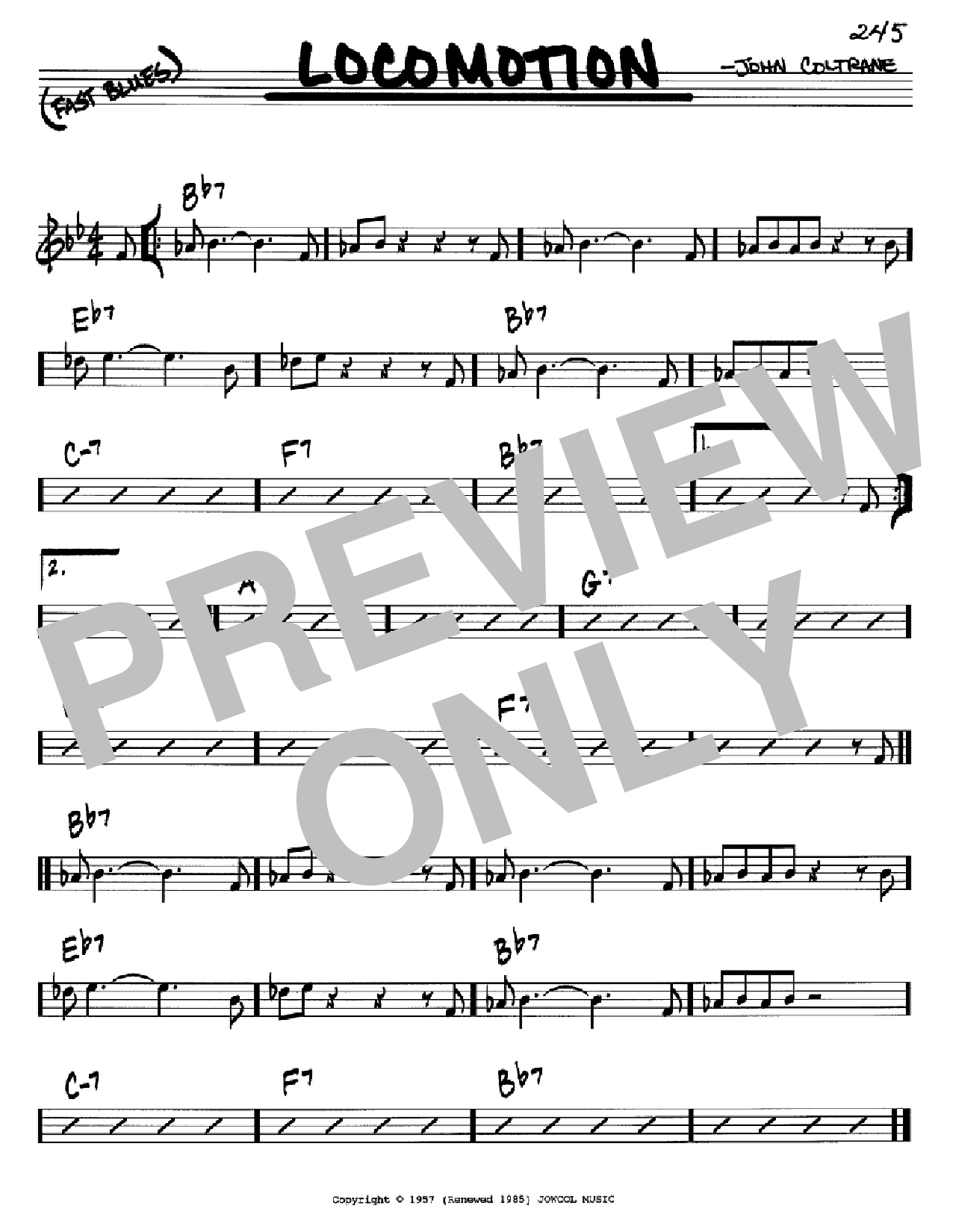 John Coltrane Locomotion Sheet Music Notes & Chords for Real Book – Melody & Chords - Download or Print PDF
