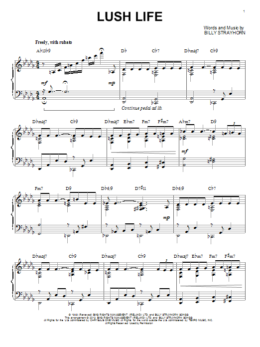 John Coltrane Lush Life [Jazz version] (arr. Brent Edstrom) Sheet Music Notes & Chords for Piano - Download or Print PDF