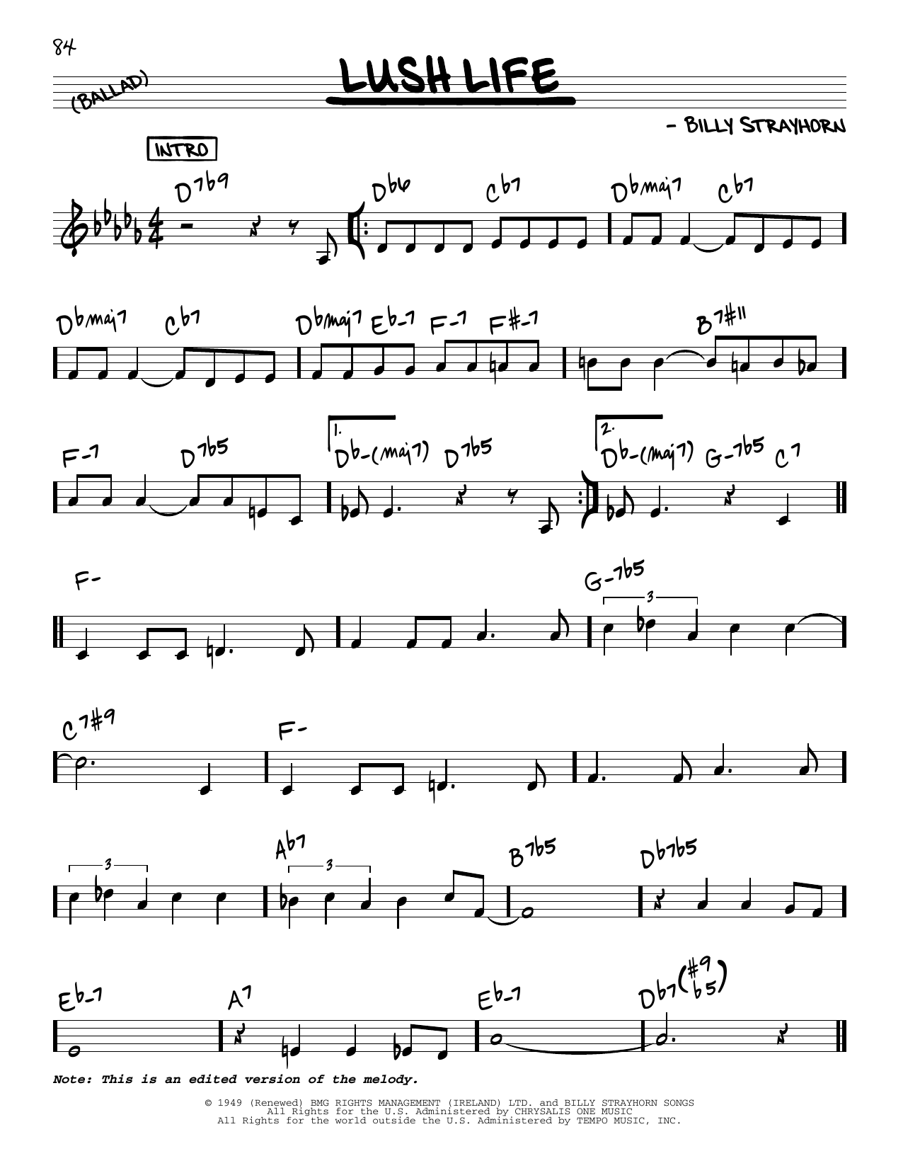 John Coltrane Lush Life Sheet Music Notes & Chords for Real Book – Melody & Chords - Download or Print PDF