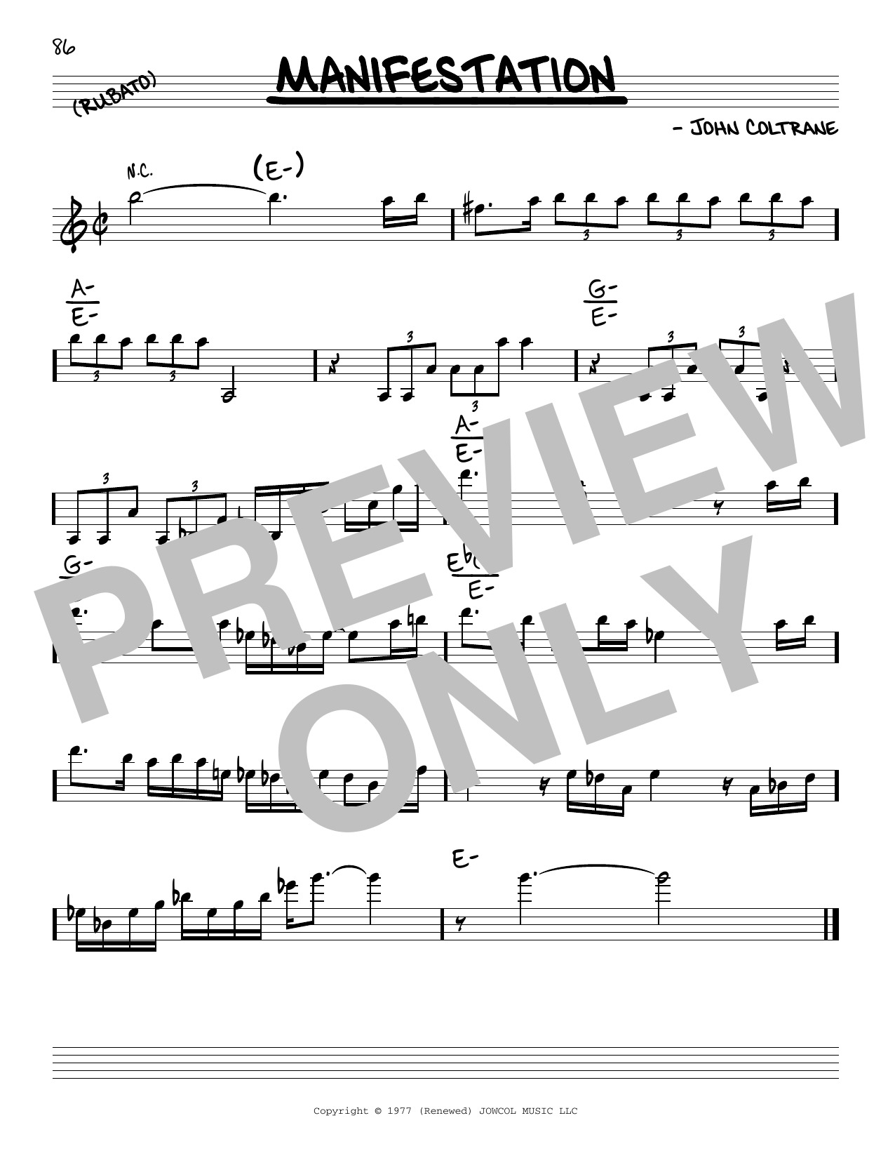 John Coltrane Manifestation Sheet Music Notes & Chords for Real Book – Melody & Chords - Download or Print PDF