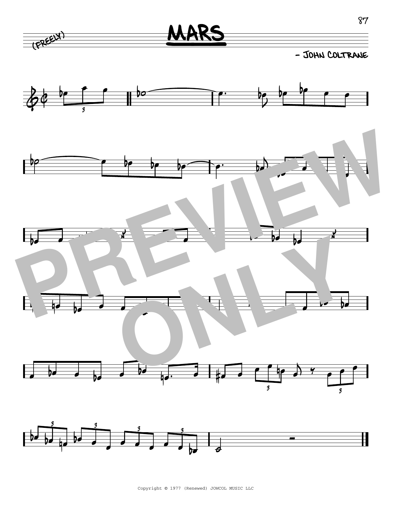 John Coltrane Mars Sheet Music Notes & Chords for Real Book – Melody & Chords - Download or Print PDF