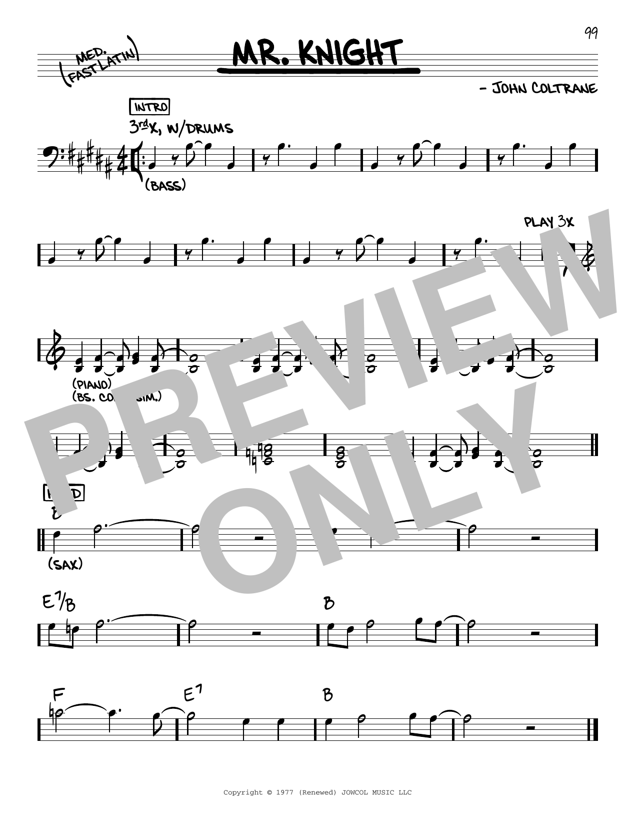 John Coltrane Mr. Knight Sheet Music Notes & Chords for Real Book – Melody & Chords - Download or Print PDF