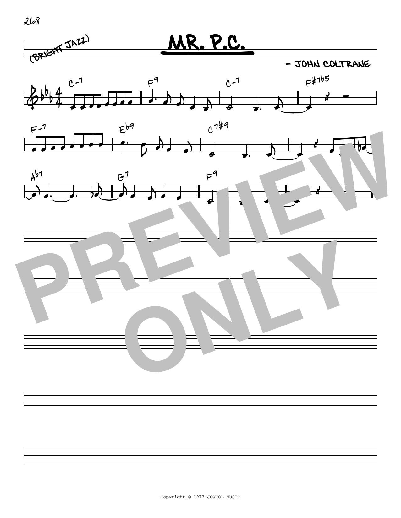 John Coltrane Mr. P.C. [Reharmonized version] (arr. Jack Grassel) Sheet Music Notes & Chords for Real Book – Melody & Chords - Download or Print PDF