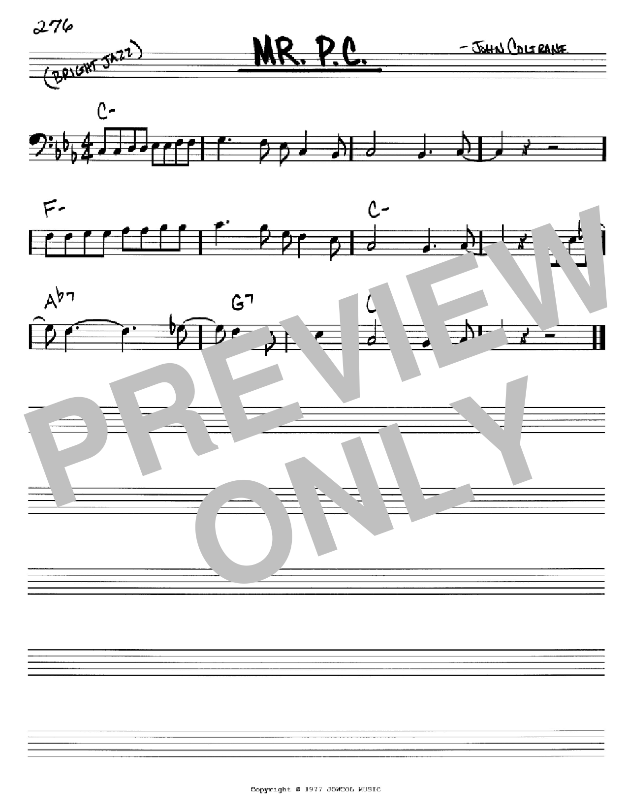 John Coltrane Mr. P.C. Sheet Music Notes & Chords for Piano Solo - Download or Print PDF