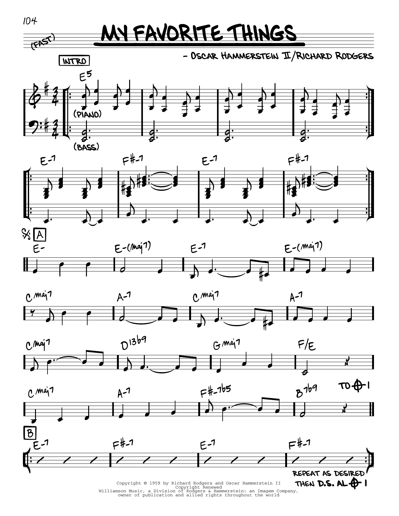 John Coltrane My Favorite Things Sheet Music Notes & Chords for Real Book – Melody & Chords - Download or Print PDF
