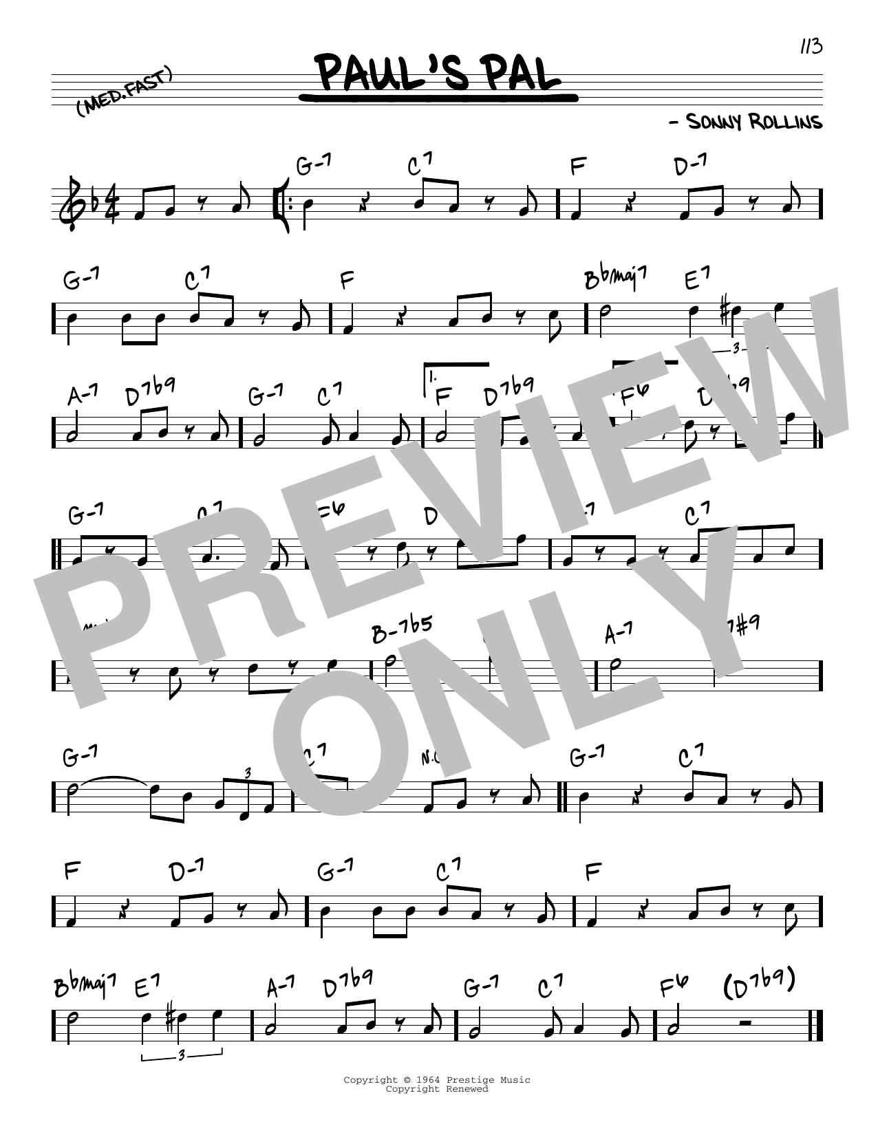 John Coltrane Paul's Pal Sheet Music Notes & Chords for Real Book – Melody & Chords - Download or Print PDF