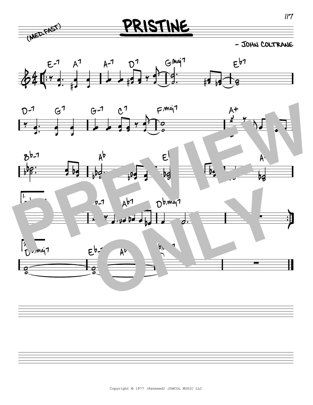 John Coltrane Pristine Sheet Music Notes & Chords for Real Book – Melody & Chords - Download or Print PDF