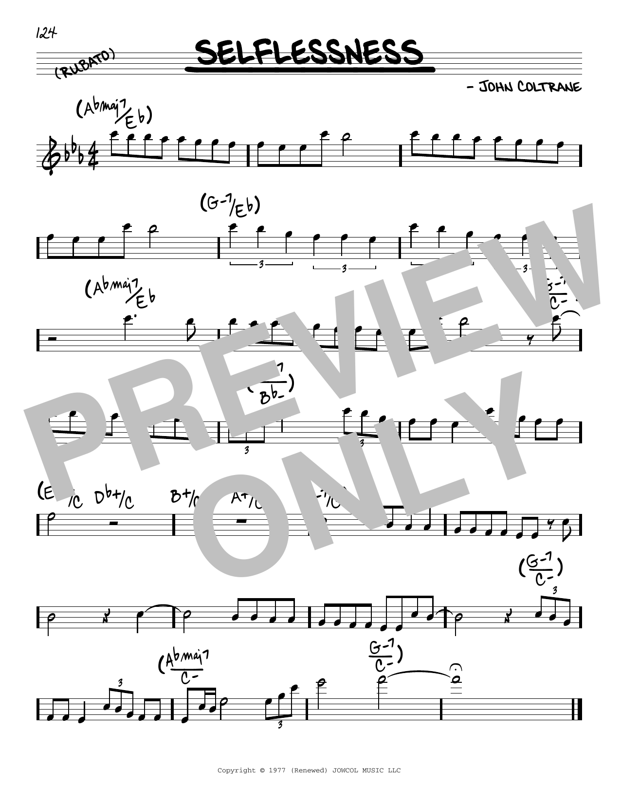 John Coltrane Selflessness Sheet Music Notes & Chords for Real Book – Melody & Chords - Download or Print PDF