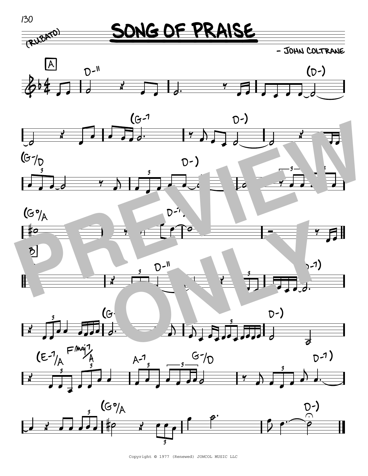 John Coltrane Song Of Praise Sheet Music Notes & Chords for Real Book – Melody & Chords - Download or Print PDF