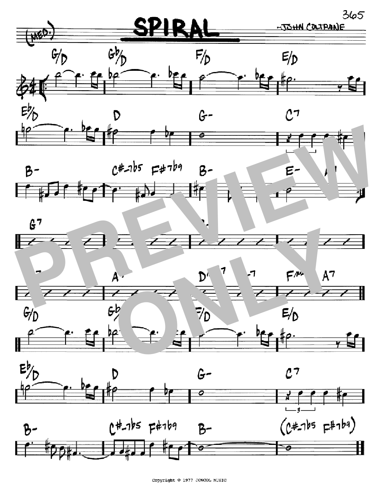 John Coltrane Spiral Sheet Music Notes & Chords for Real Book – Melody & Chords - Download or Print PDF