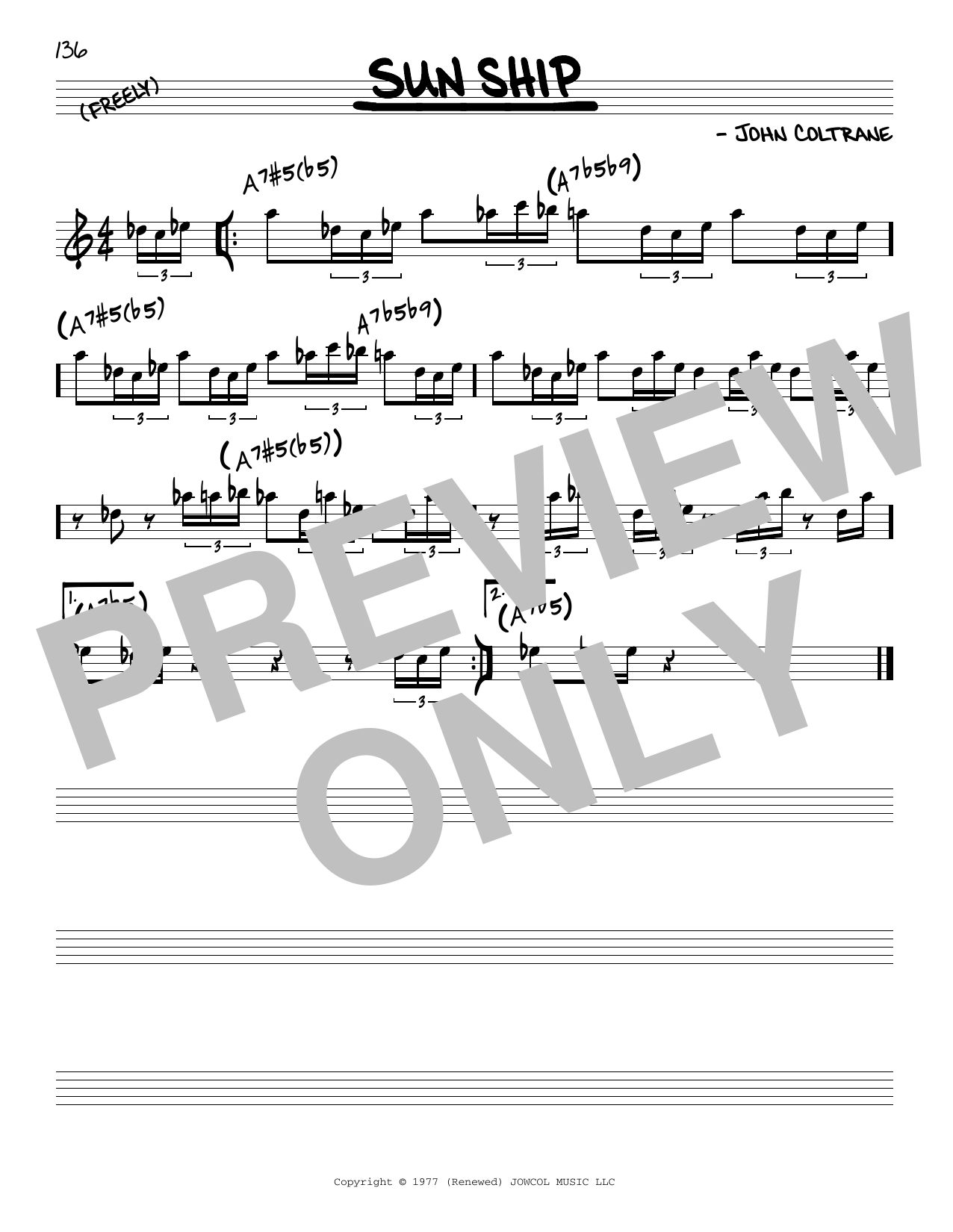 John Coltrane Sun Ship Sheet Music Notes & Chords for Real Book – Melody & Chords - Download or Print PDF