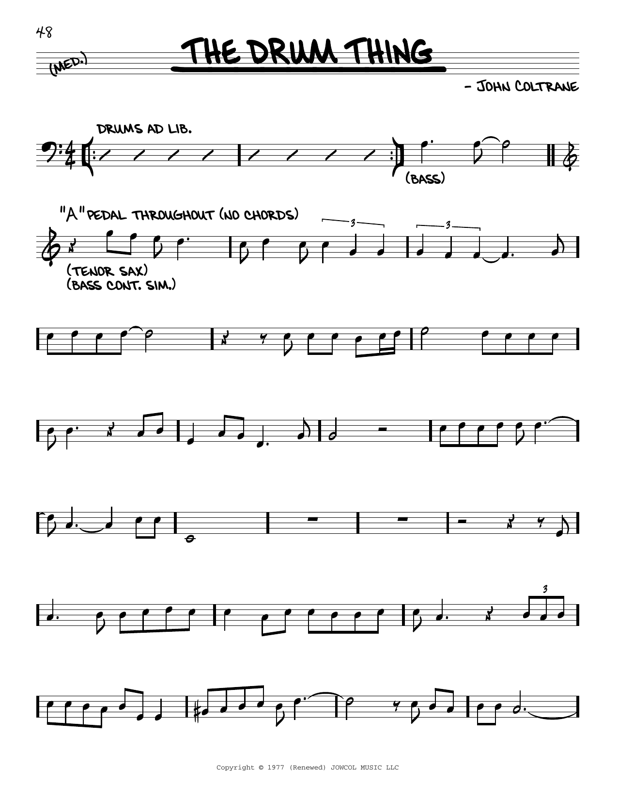 John Coltrane The Drum Thing Sheet Music Notes & Chords for Real Book – Melody & Chords - Download or Print PDF