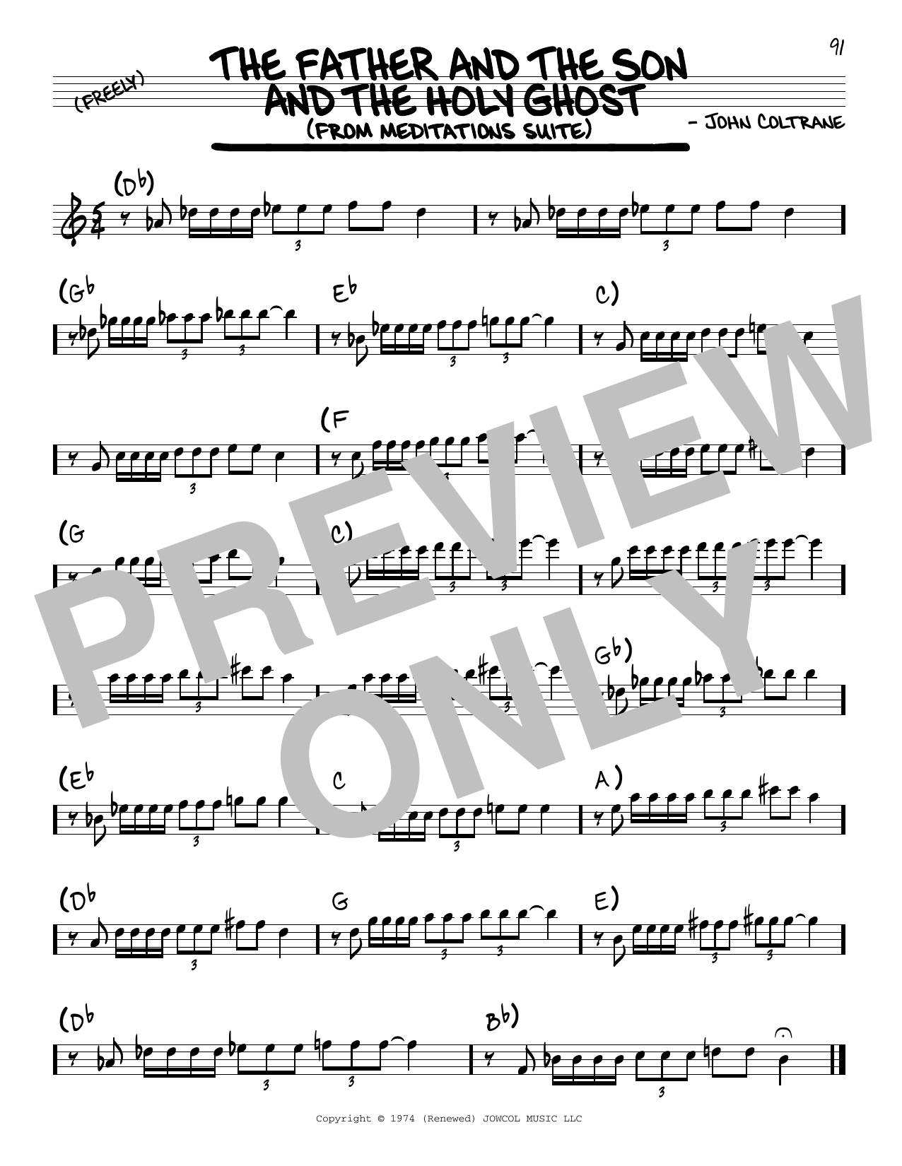 John Coltrane The Father And The Son And The Holy Ghost Sheet Music Notes & Chords for Real Book – Melody & Chords - Download or Print PDF