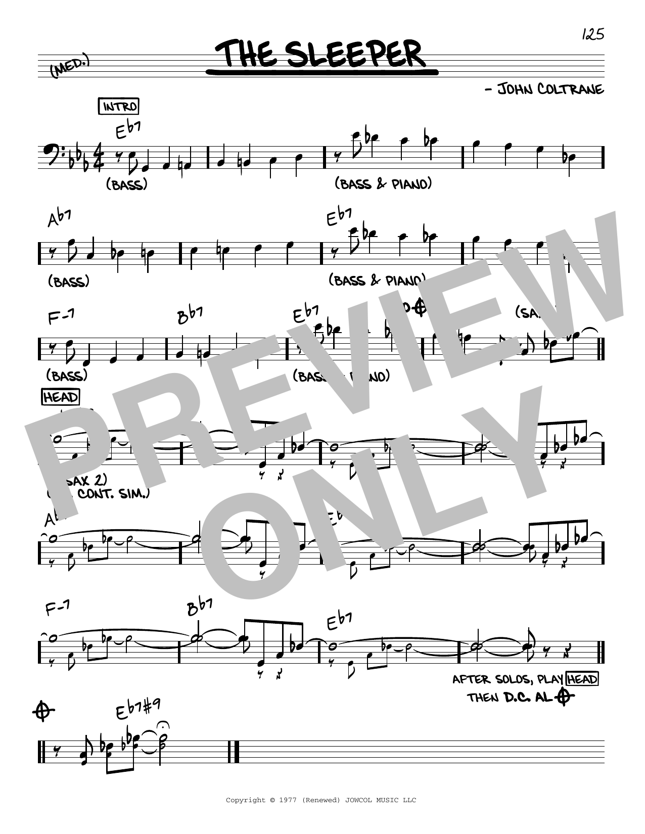 John Coltrane The Sleeper Sheet Music Notes & Chords for Real Book – Melody & Chords - Download or Print PDF