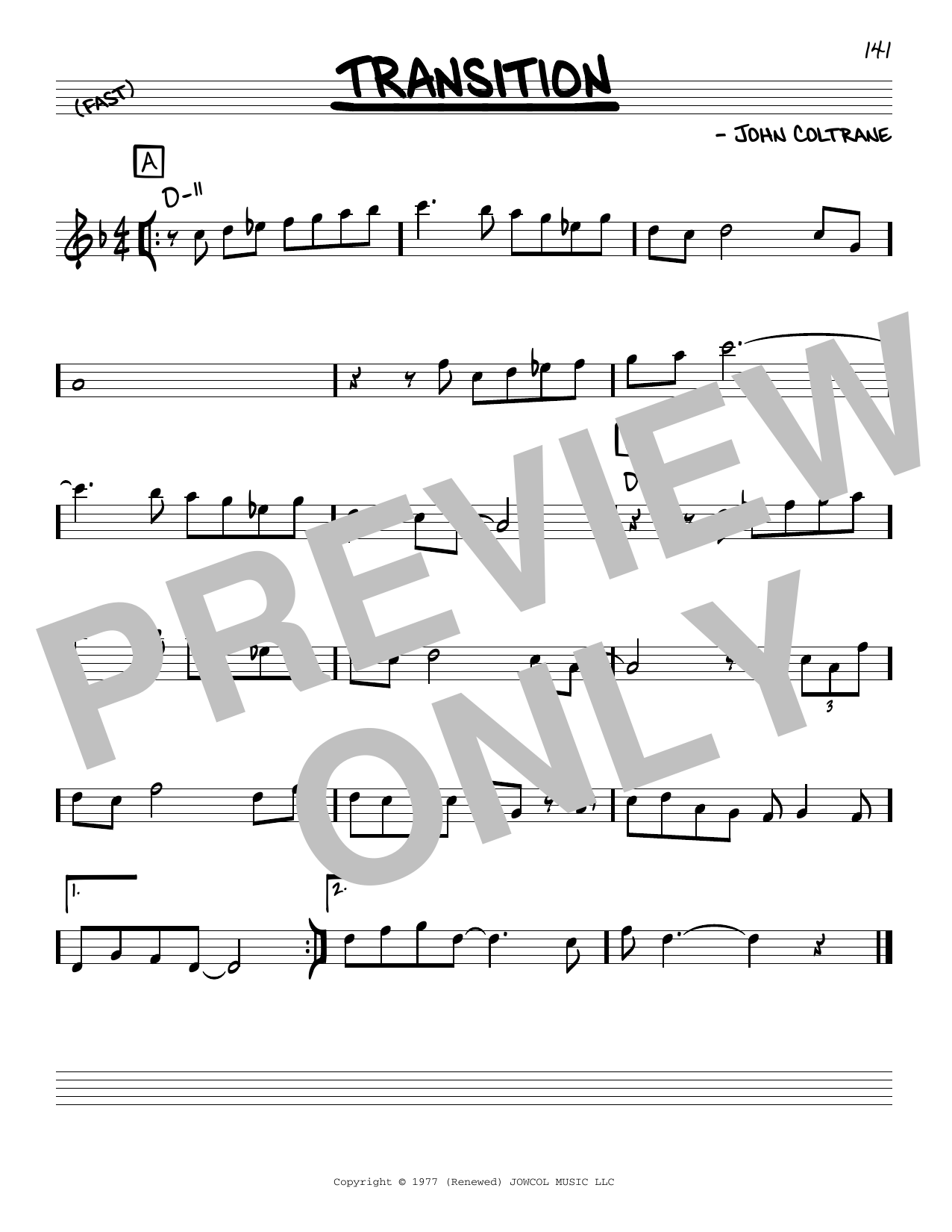 John Coltrane Transition Sheet Music Notes & Chords for Real Book – Melody & Chords - Download or Print PDF
