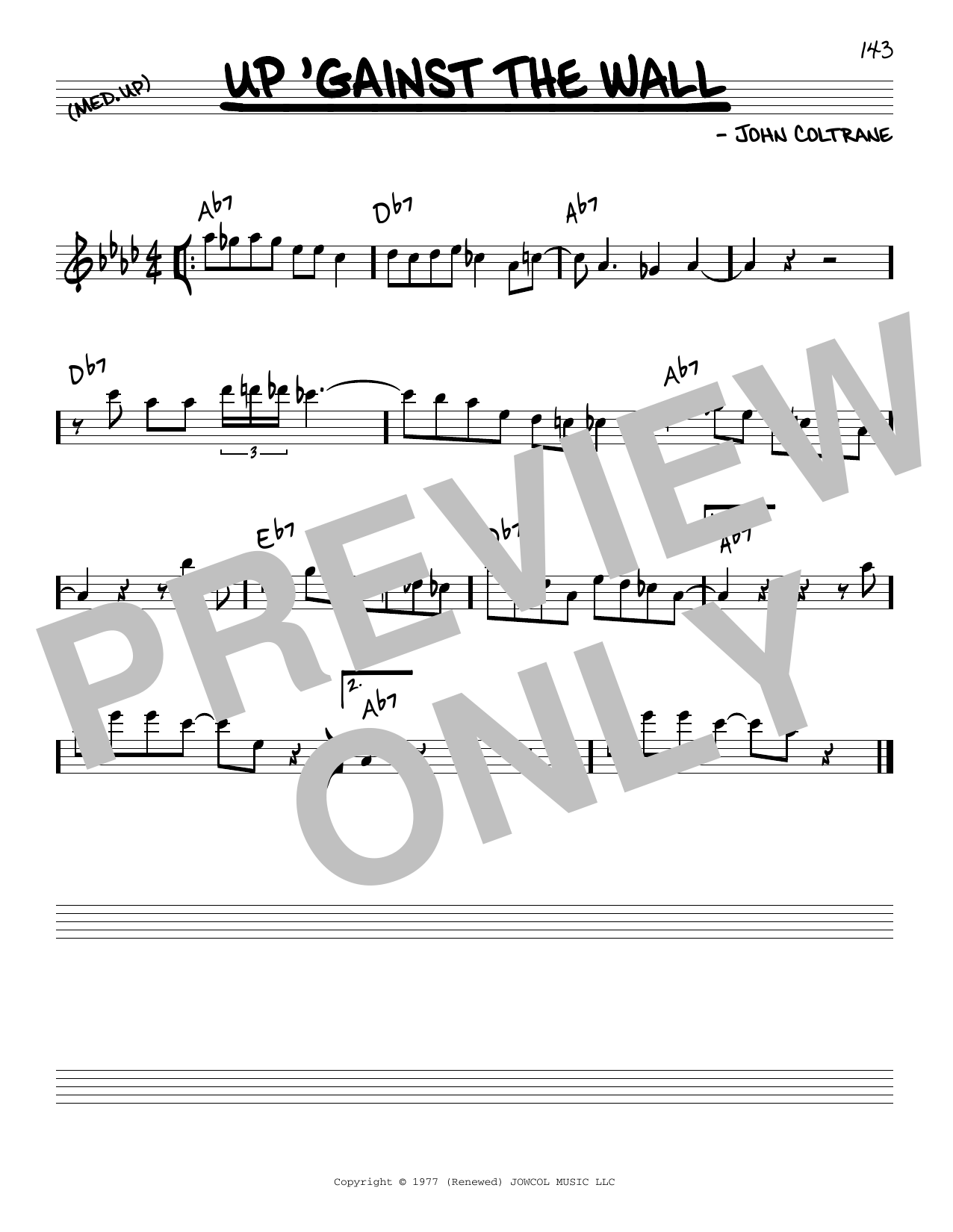 John Coltrane Up 'Gainst The Wall Sheet Music Notes & Chords for Real Book – Melody & Chords - Download or Print PDF